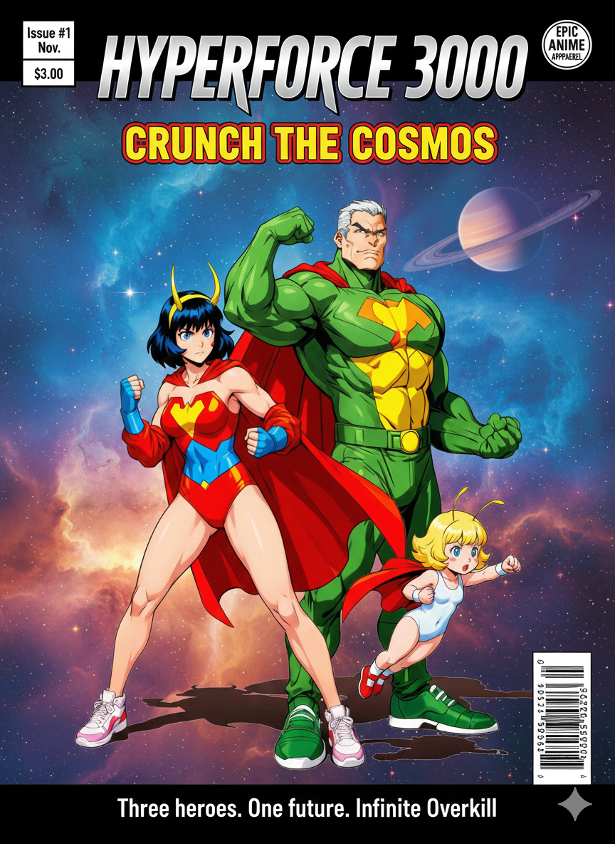 Hyperforce 3000 Sherpa Blanket – Crunch the Cosmos Retro Anime Comic Fleece Throw for Gamers and Collectors