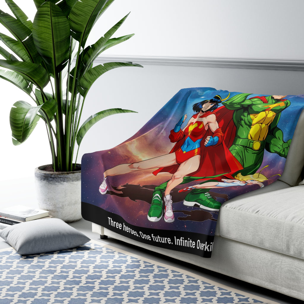 Hyperforce 3000 Sherpa Blanket – Crunch the Cosmos Retro Anime Comic Fleece Throw for Gamers and Collectors