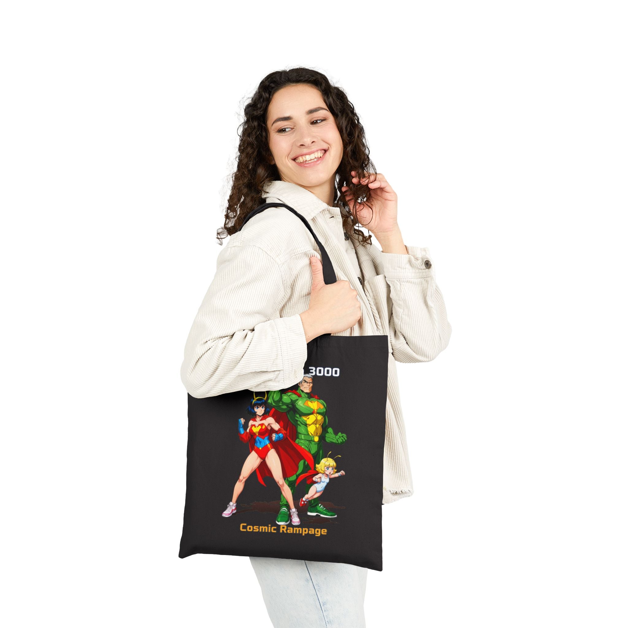 Hyperforce 3000 Tote Bag — Retro Comic Anime Heroes | Reusable Canvas Tote | Superhero Gift for Fans & Cosplayers
