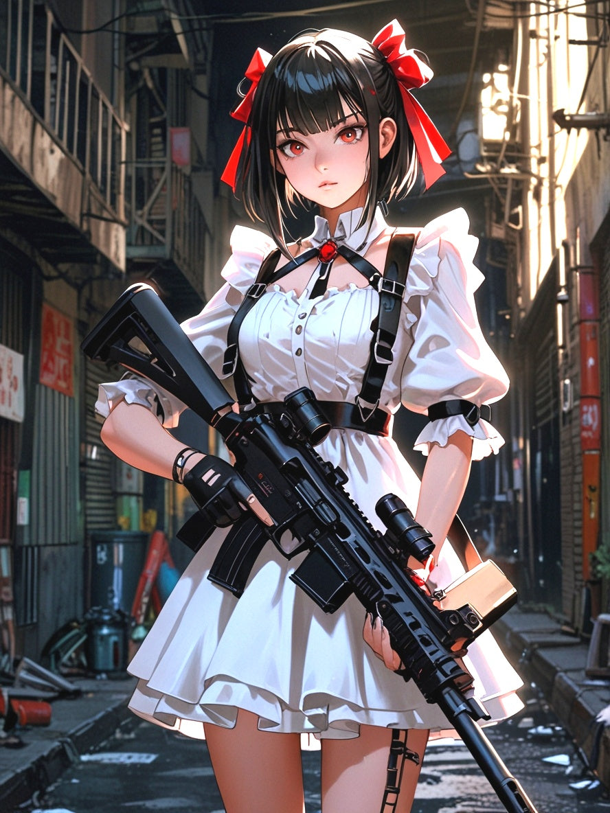 Anime Girl Fleece Blanket Lina Crossveil Gothic Lolita Urban Combat Blanket Gift for Gamers and Otaku