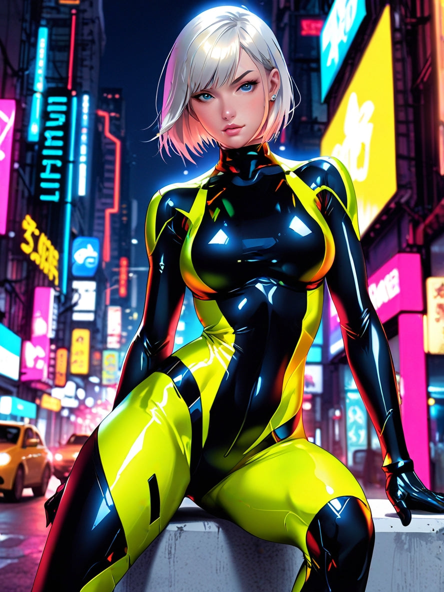Cyberpunk Anime Girl Fleece Blanket Neon Techwear Art Throw Gift for Gamers and Anime Fans