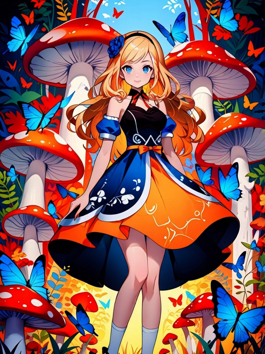 Butterfly Forest Anime Girl Sherpa Blanket Fantasy Cozy Gift for Anime Lovers and Dreamers