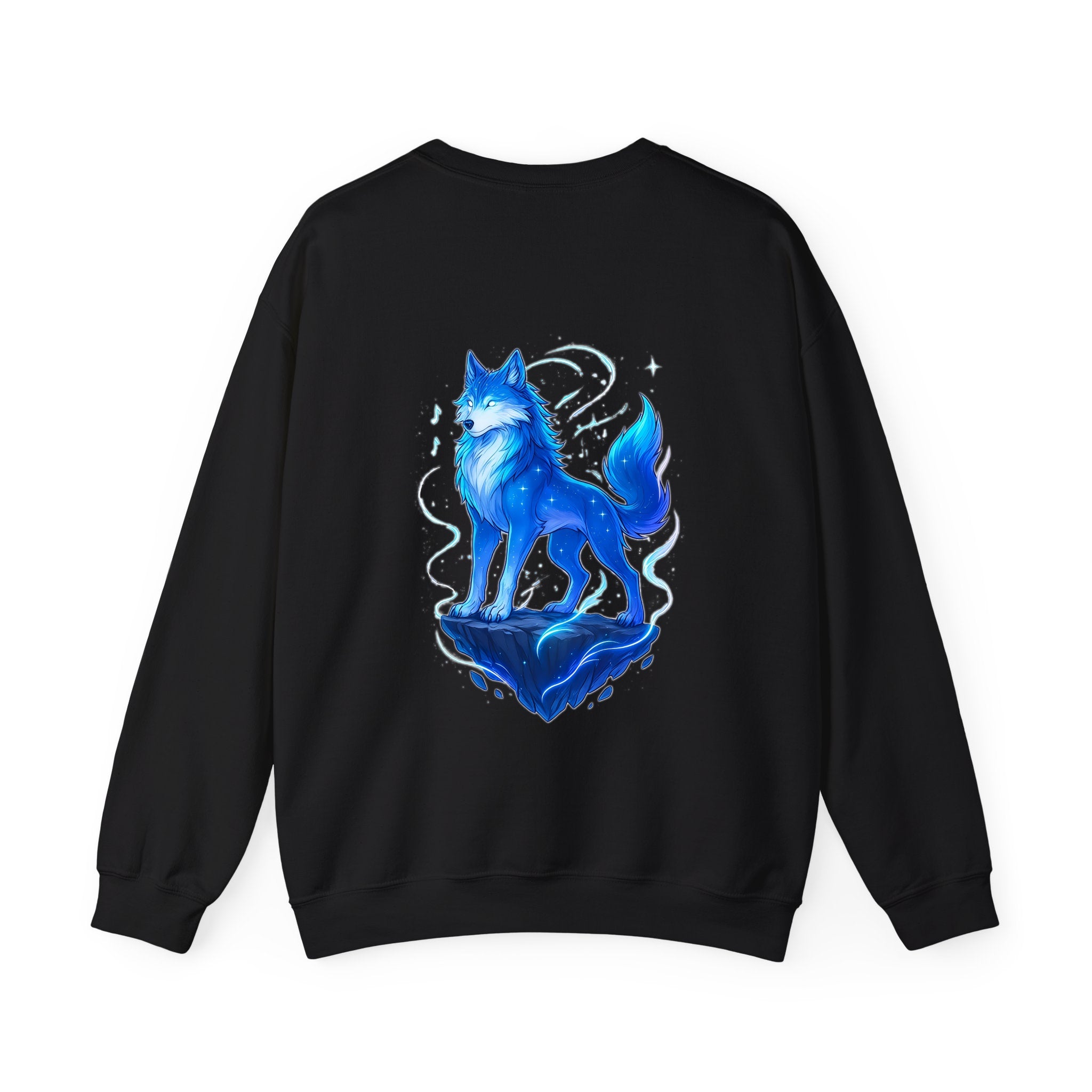 Celestial Wolf Anime Sweatshirt Glow In The Dark Style Blue Spirit Wolf Pullover Cozy Gift For Anime Fans