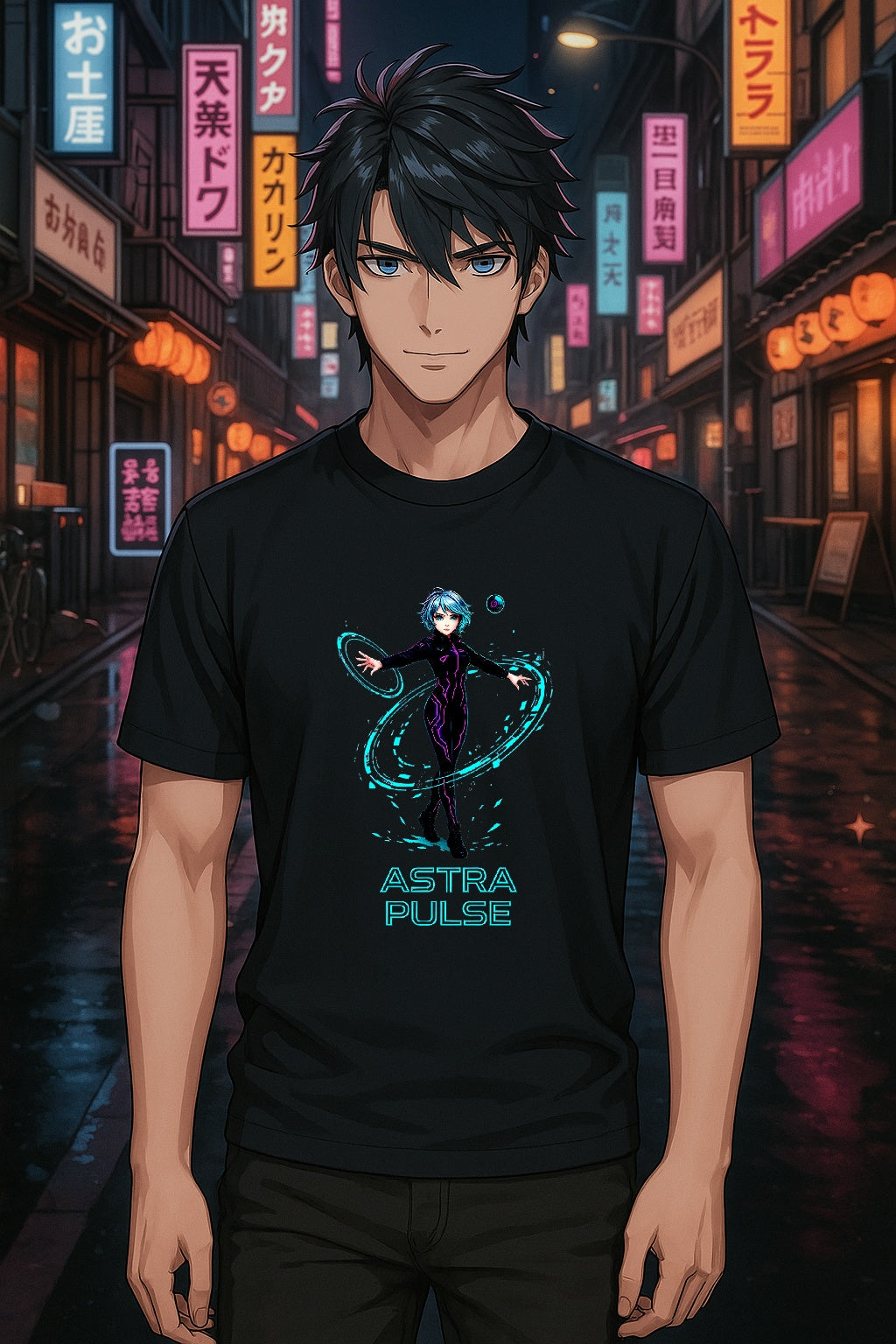 Astra Pulse T-Shirt Anime Sci-Fi Girl Space Warrior Tee Futuristic Cyber Hero Gift for Anime Fans