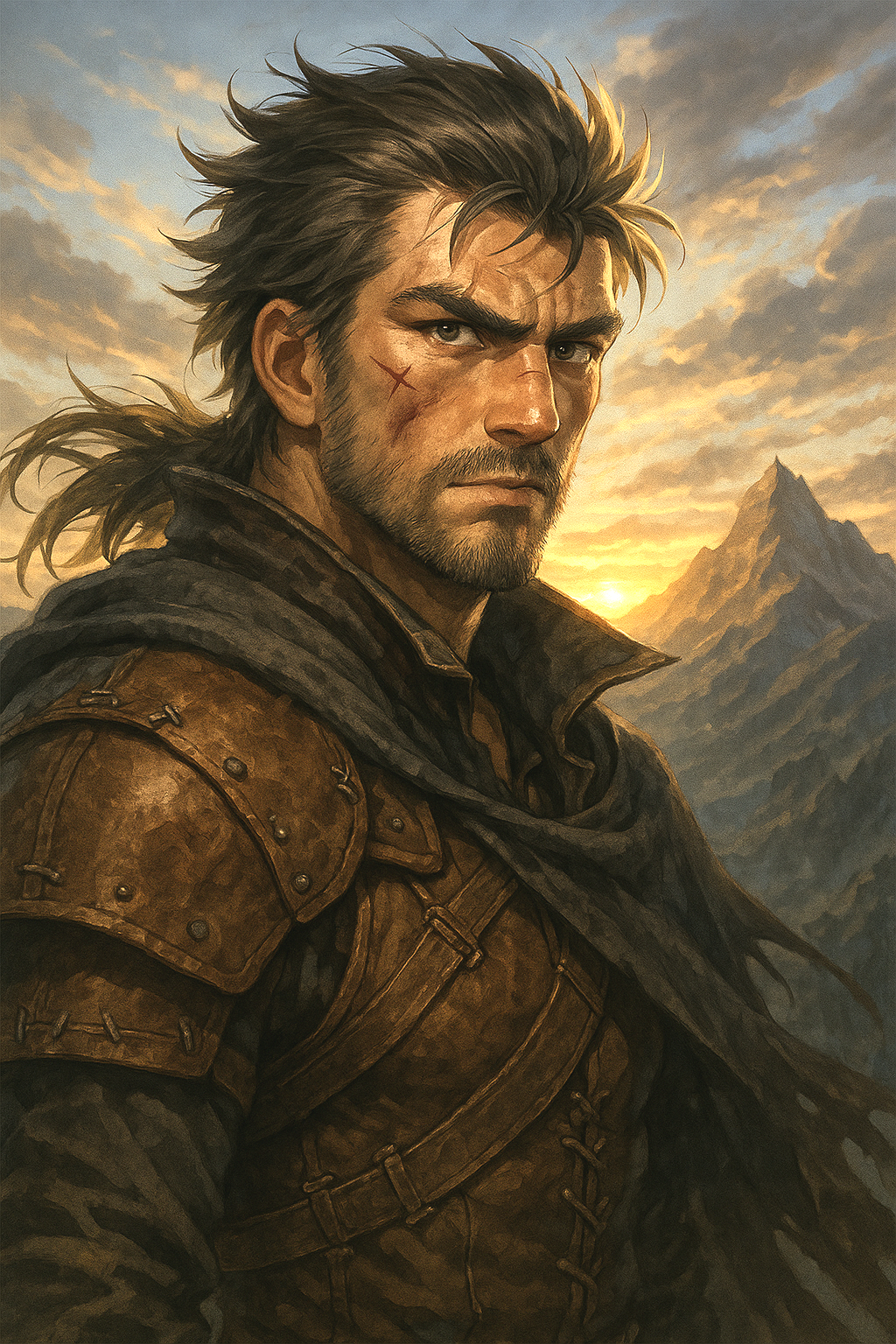 Anime Warrior Poster Fantasy Knight Character Art Medieval Adventure Wall Decor