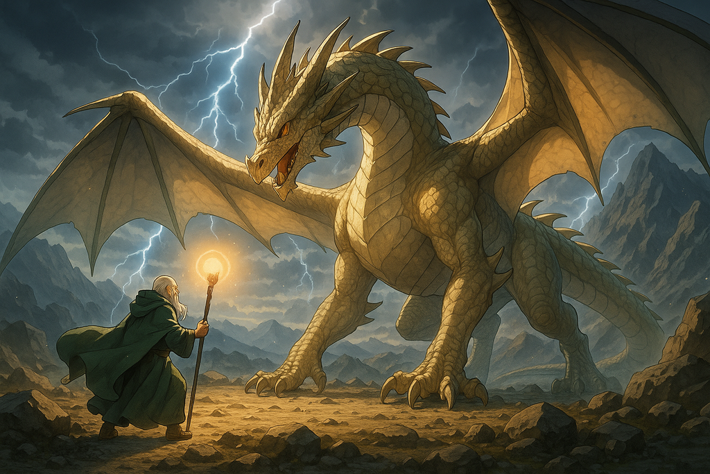 Fantasy Dragon Poster Stormy Mountain Artwork Mythical Creature Wall Art Epic Adventure Print