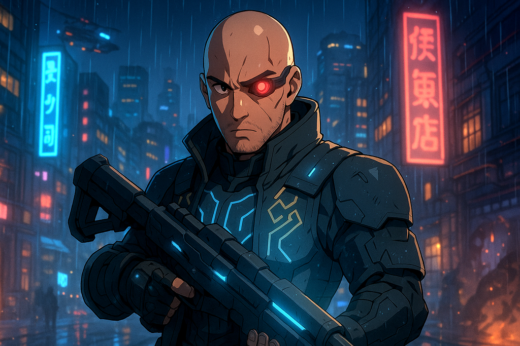Cyberpunk Anime Art Poster: Sci-Fi Gamer Room Decor