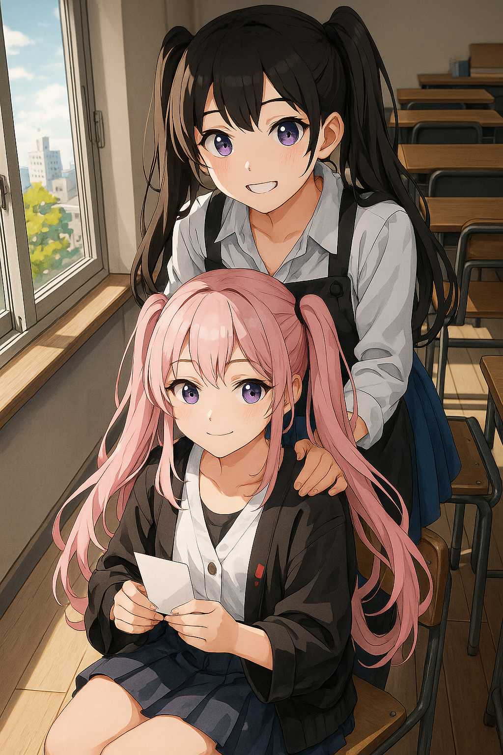 Anime School Girls Poster: Slice of Life Friendship Wall Art