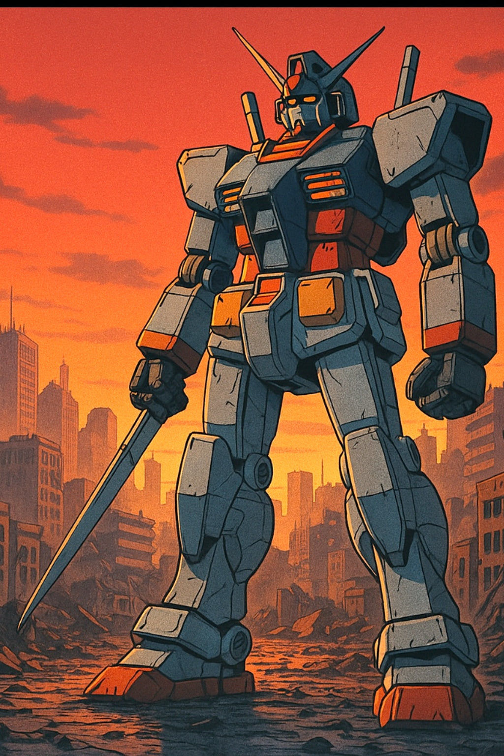 Anime Mecha Poster Giant Robot Artwork in Retro Style for Sci Fi Wall Decor
