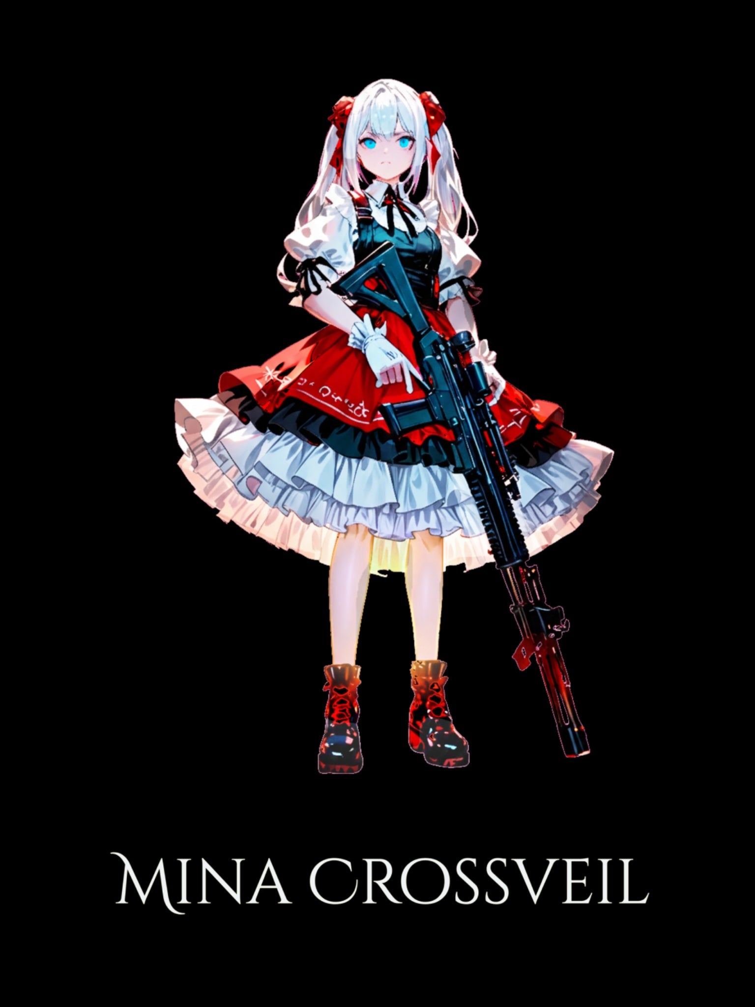Anime Girl Hoodie Mina Crossveil Gothic Lolita Sweatshirt Cute Dark Fantasy Outfit Gift for Gamers and Collectors