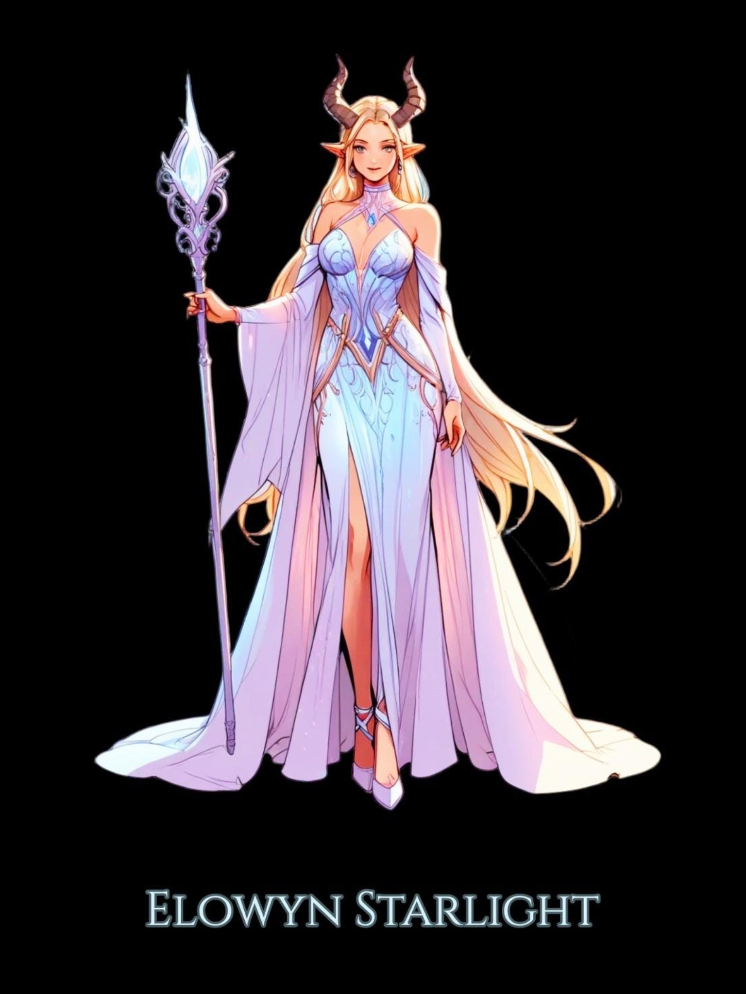 Elowyn Starlight Hoodie Anime Sorceress Hoodie Pastel Fantasy Pullover Magic Staff Gift for Anime Fans and Gamers