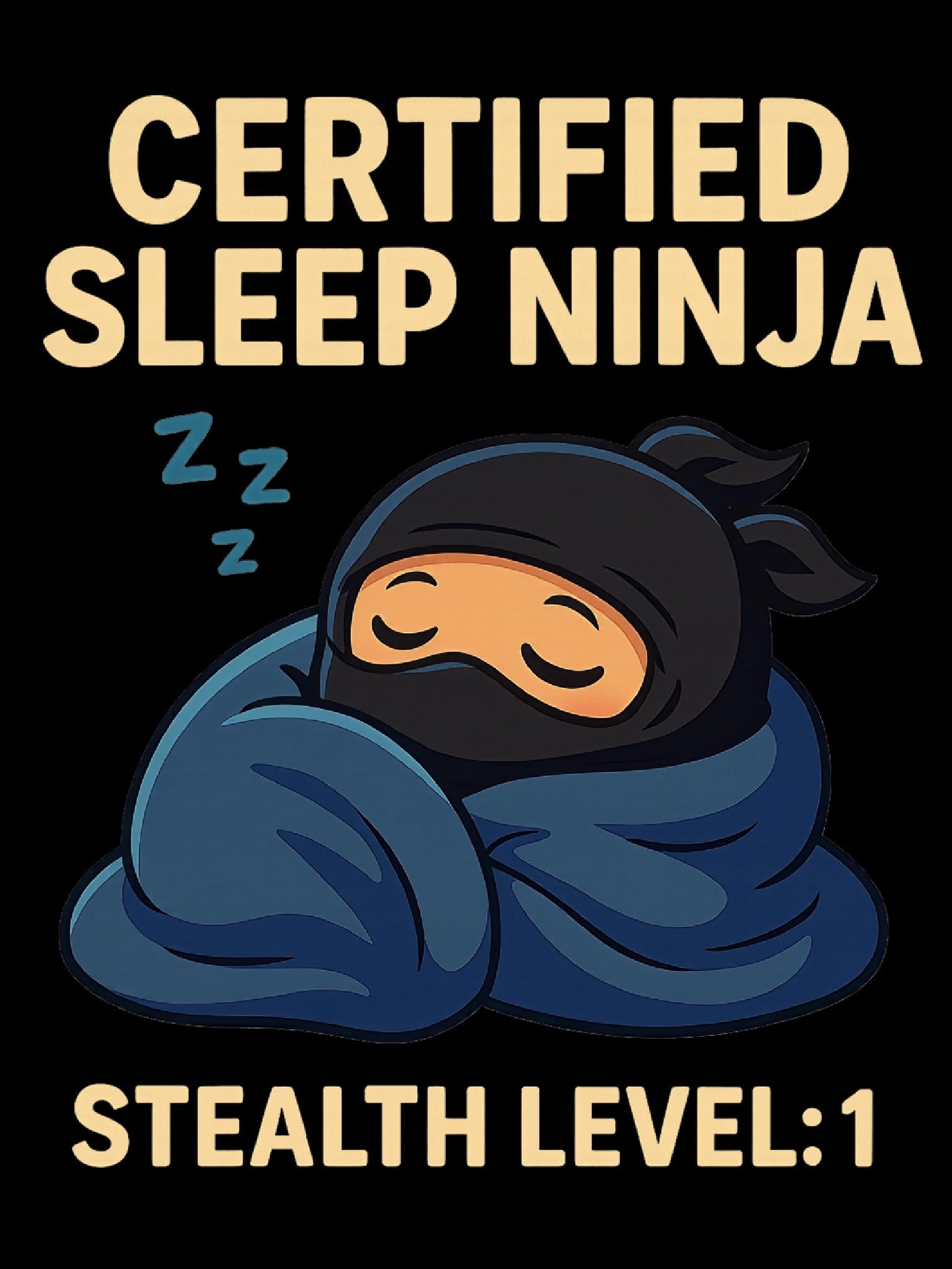 Certified Sleep Ninja T-Shirt Funny Cozy Gamer Shirt for Anime Fans and Sleepyheads Stealth Mode Sleep Gift Black Tee