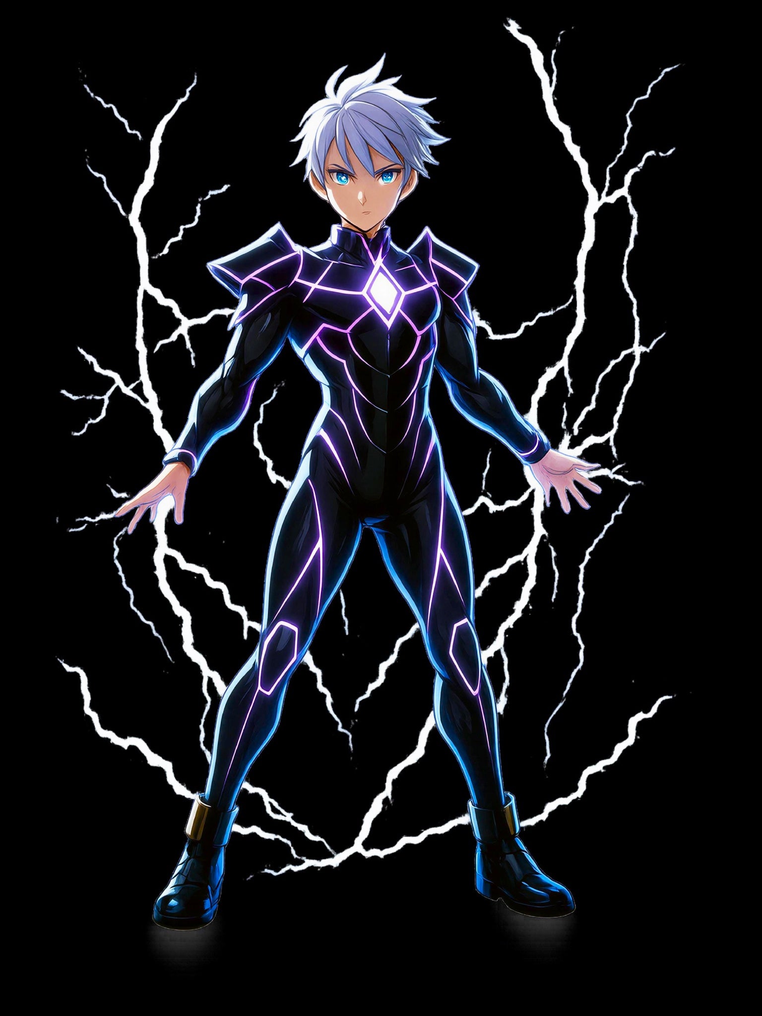 Lightning Hero Anime Sweatshirt, Electric Power Anime Hoodie, Neon Glow Character Design for Fans of Epic Anime Apparel