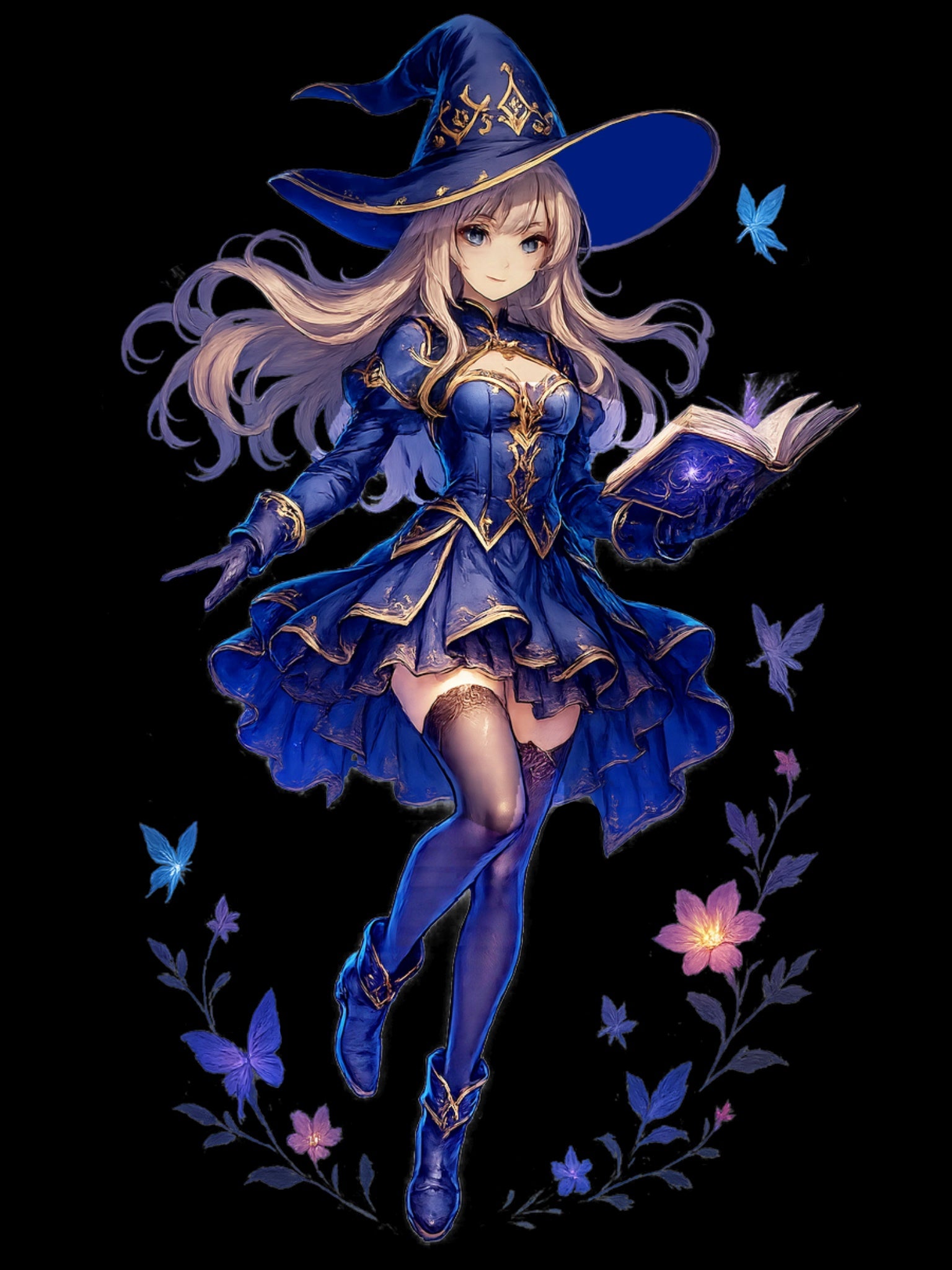 Anime Witch Girl Sweatshirt Magical Book Spellcaster Gift for Fantasy Lovers Otaku Cozy Japanese Style Top