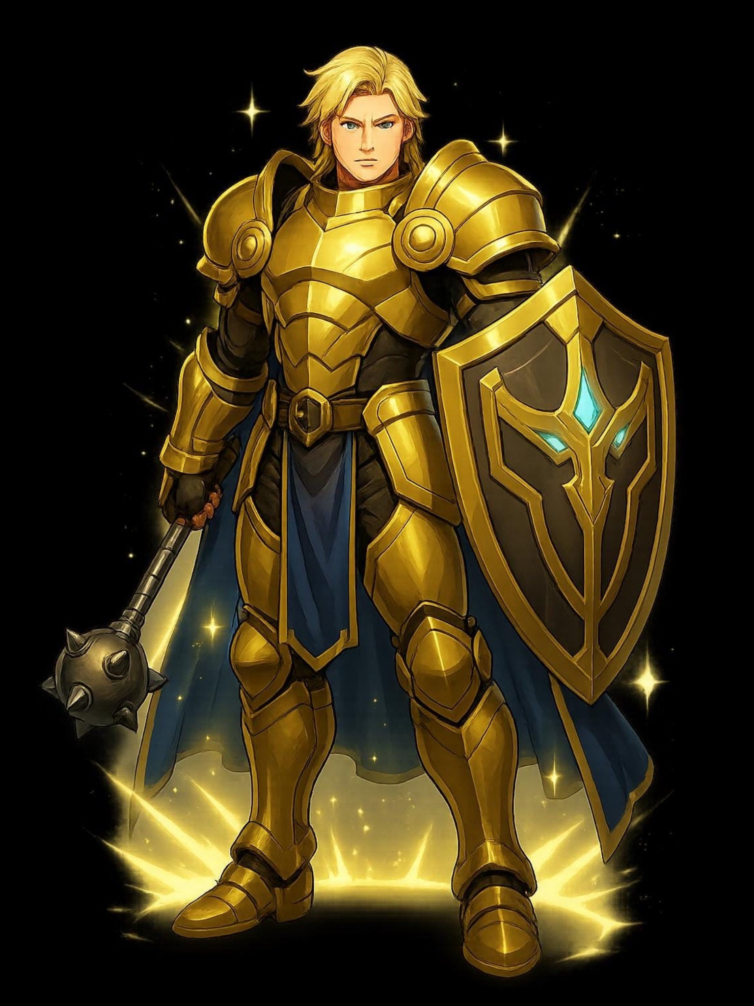 Golden Knight Anime Sweatshirt Black Castle Scene Fantasy Warrior Streetwear Gift for Anime Fans Neon Glow Gamer Apparel