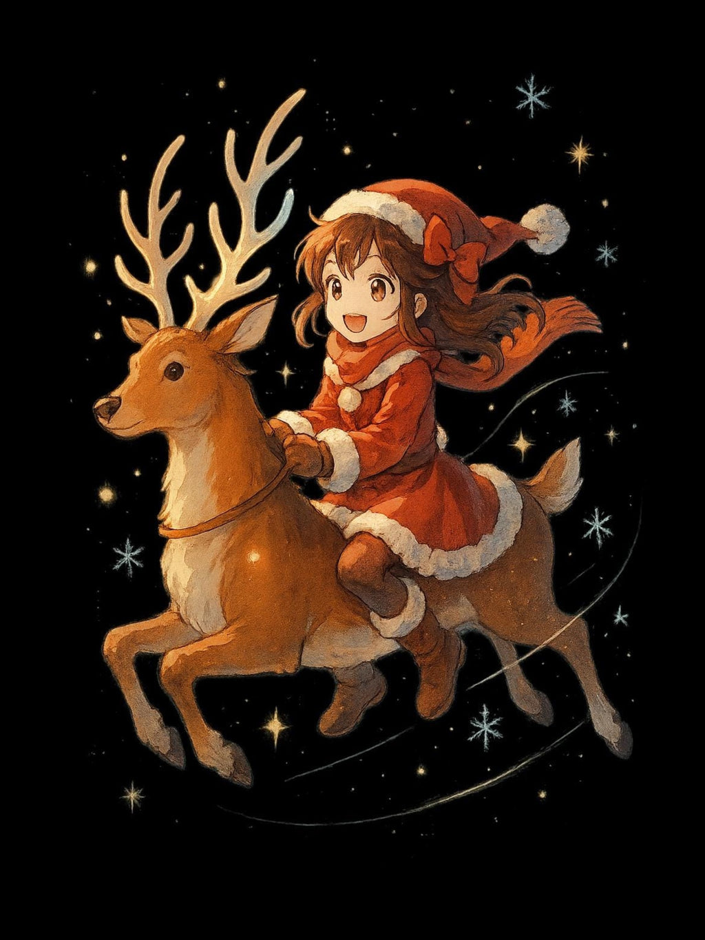 Anime Christmas Reindeer Sweatshirt Cute Holiday Gift Cozy Santa Outfit for Anime Fans and Gamers