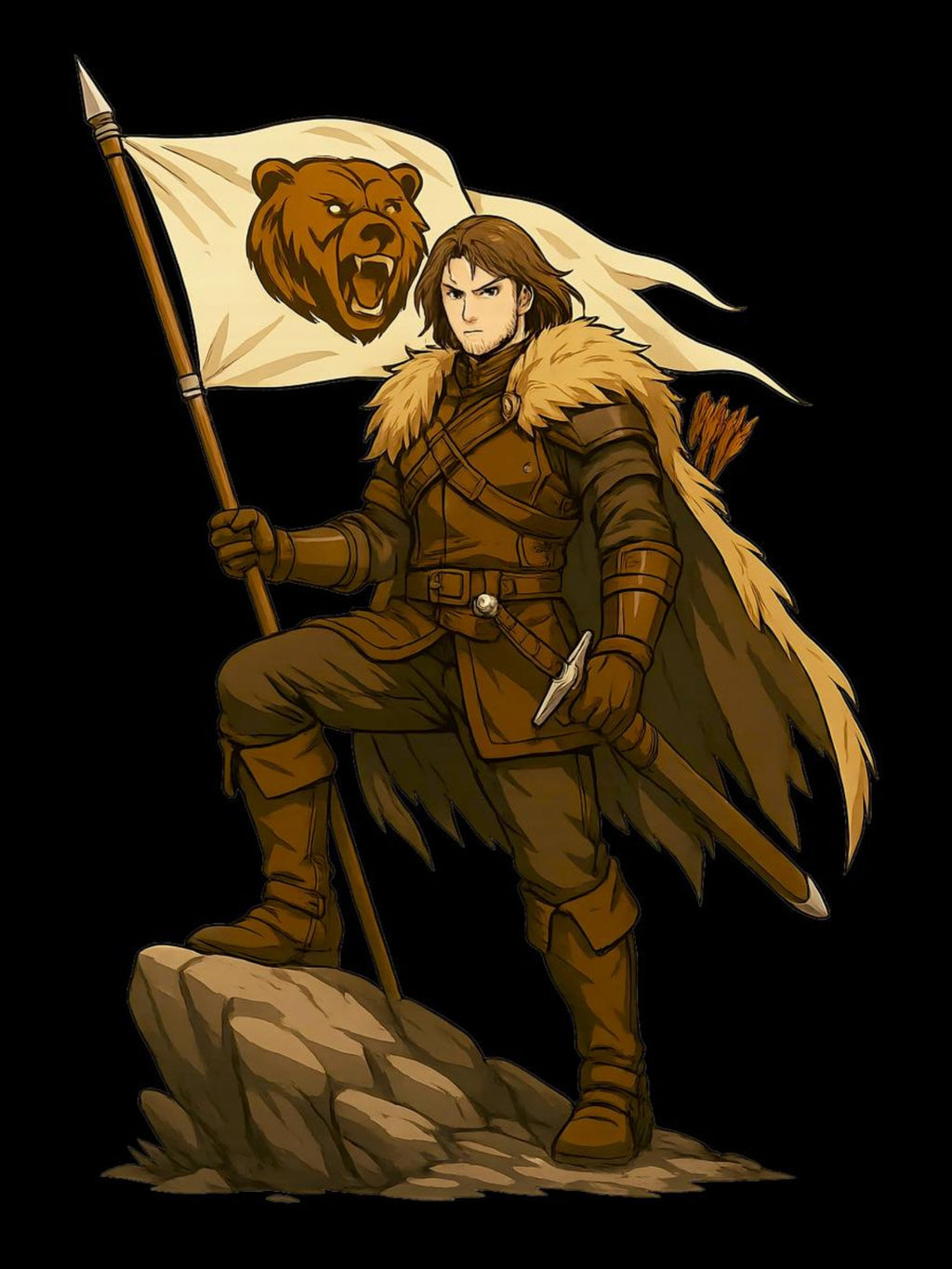Bear Warrior Sweatshirt Fantasy Anime Style Gift for RPG Fans Medieval Barbarian Aesthetic Cozy Geeky Streetwear for Gamers