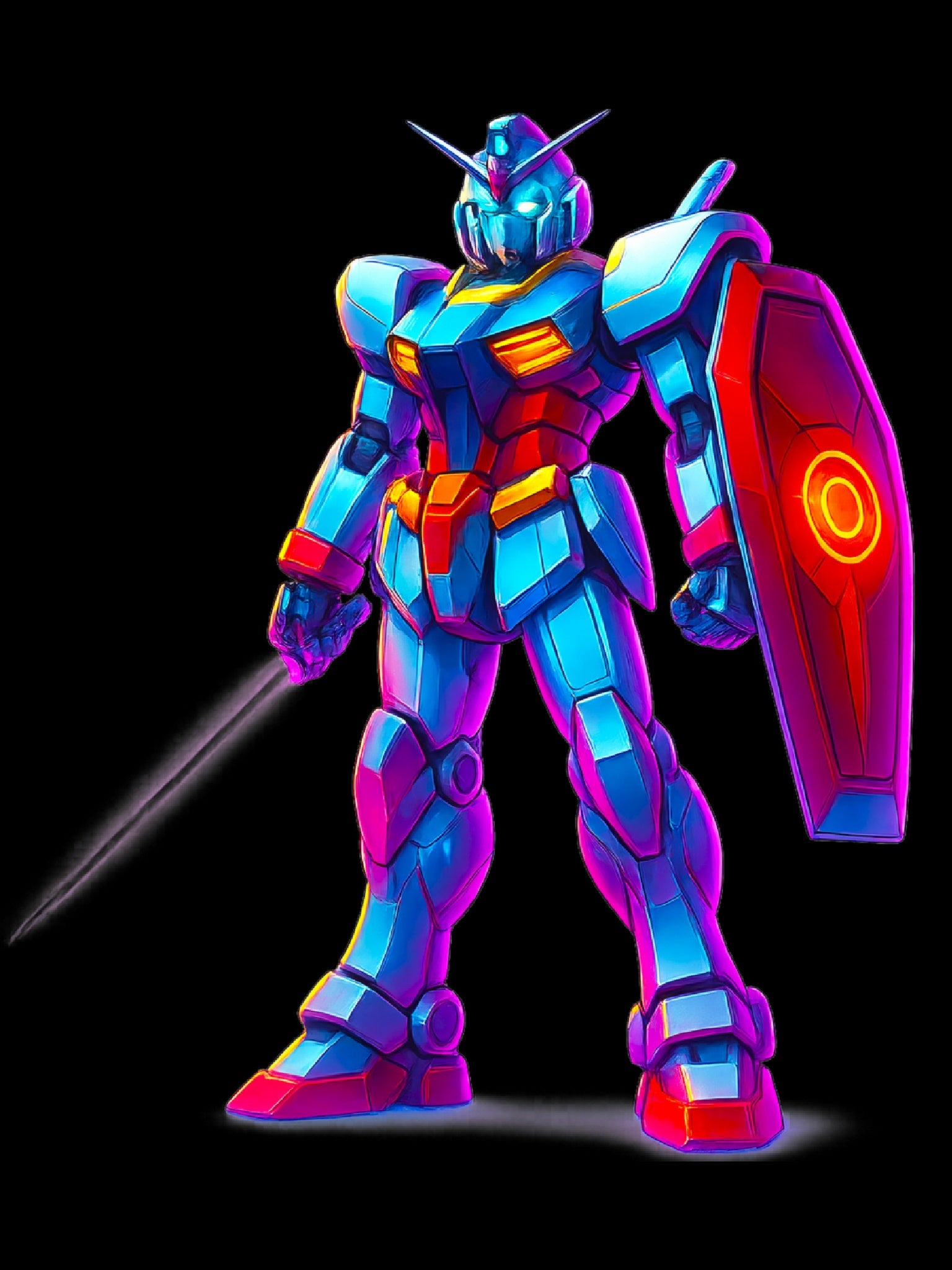 Neon Mecha Warrior T-Shirt Cyberpunk Anime Robot Streetwear Gift for Gamers and Mecha Fans