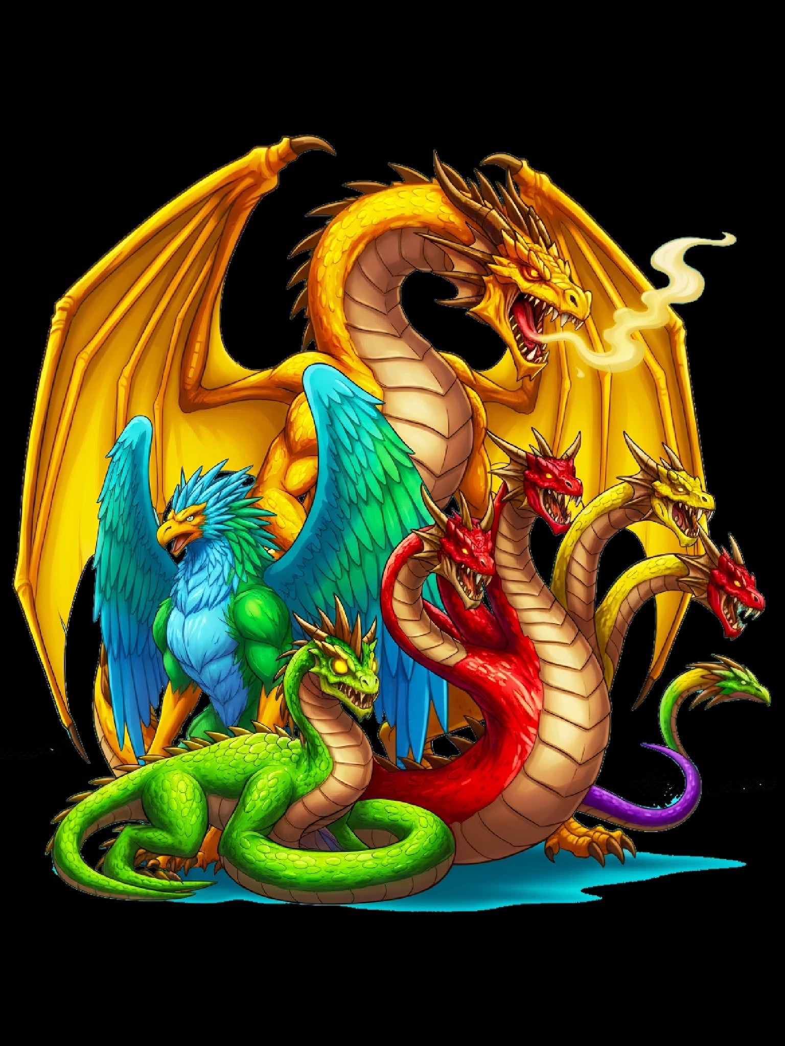 Dragon Hydra Griffin Basilisk T-Shirt Fantasy Monster Battle Shirt for RPG Gamers and Mythical Creature Fans
