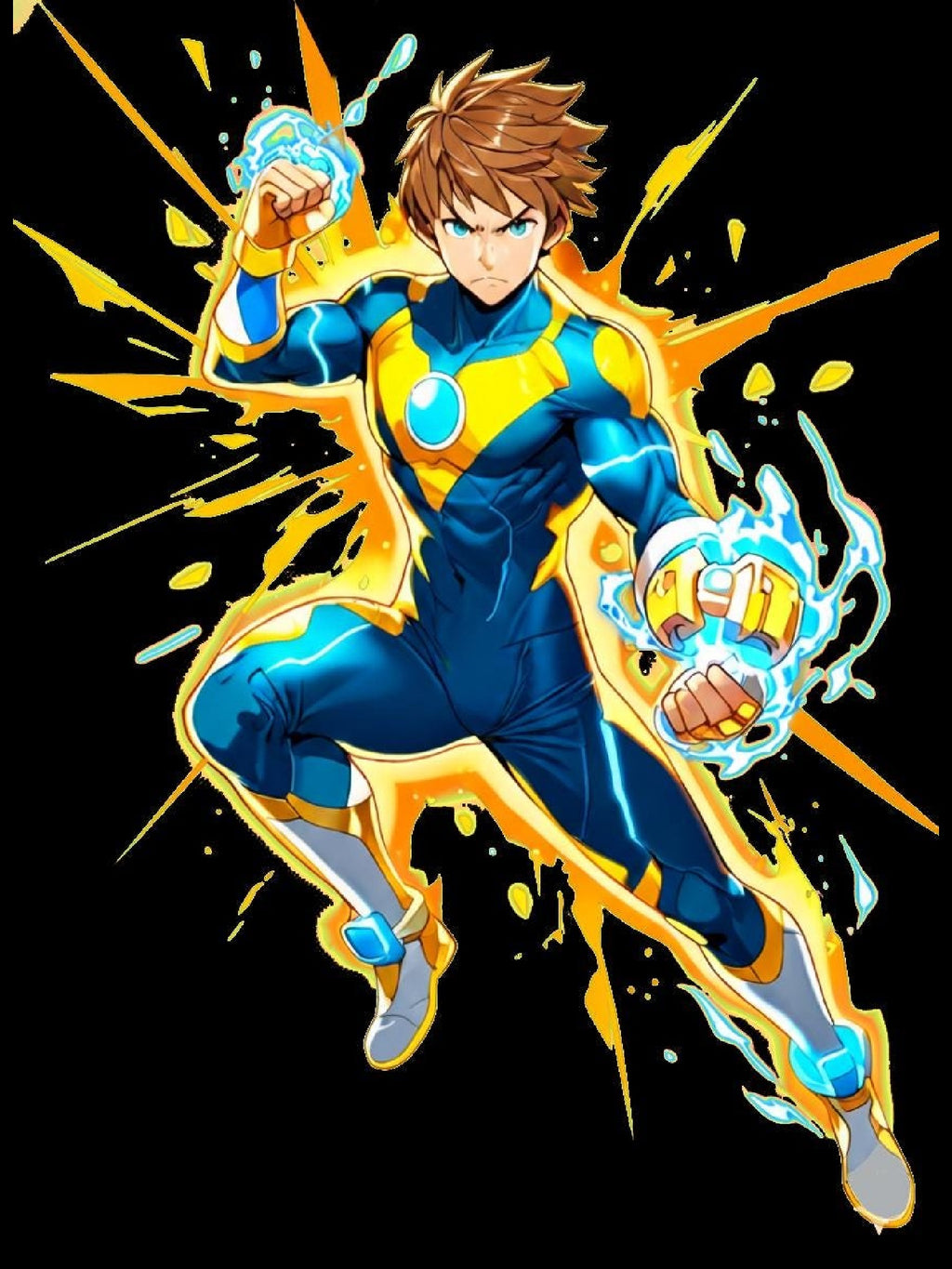 Anime Lightning Hero T-Shirt Neon Electric Power Splash Shirt for Anime Fans and Gamers Gift