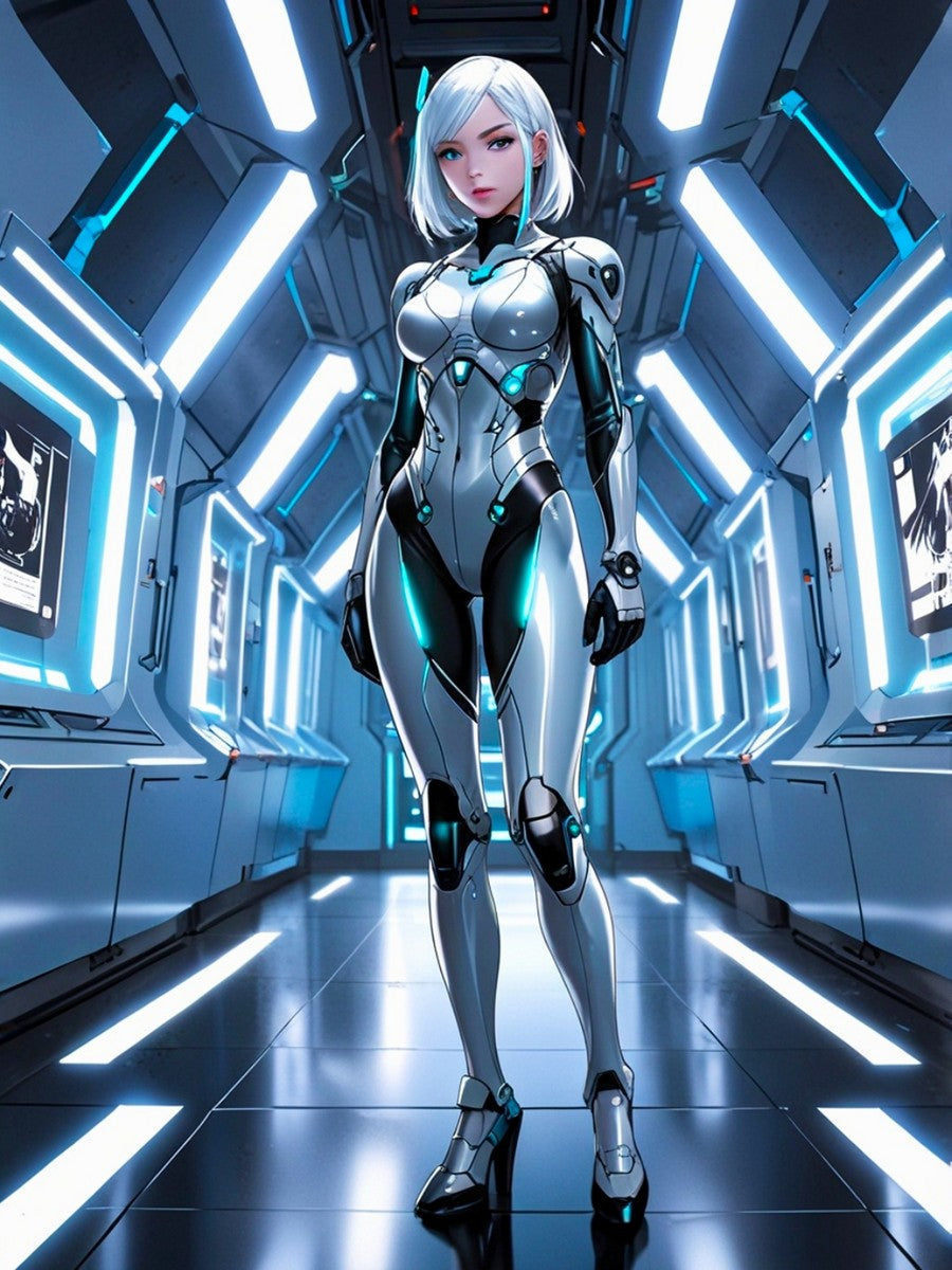 Cyber Anime Girl Sherpa Blanket Futuristic Neon Sci Fi Cozy Gift for Gamers and Collectors