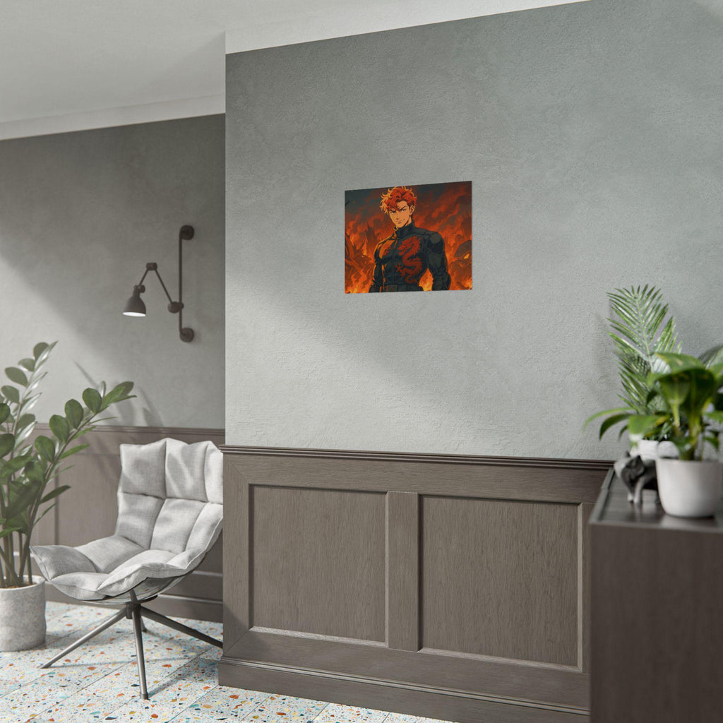 Epic Dragon Anime Art Print: Vibrant Flame Design