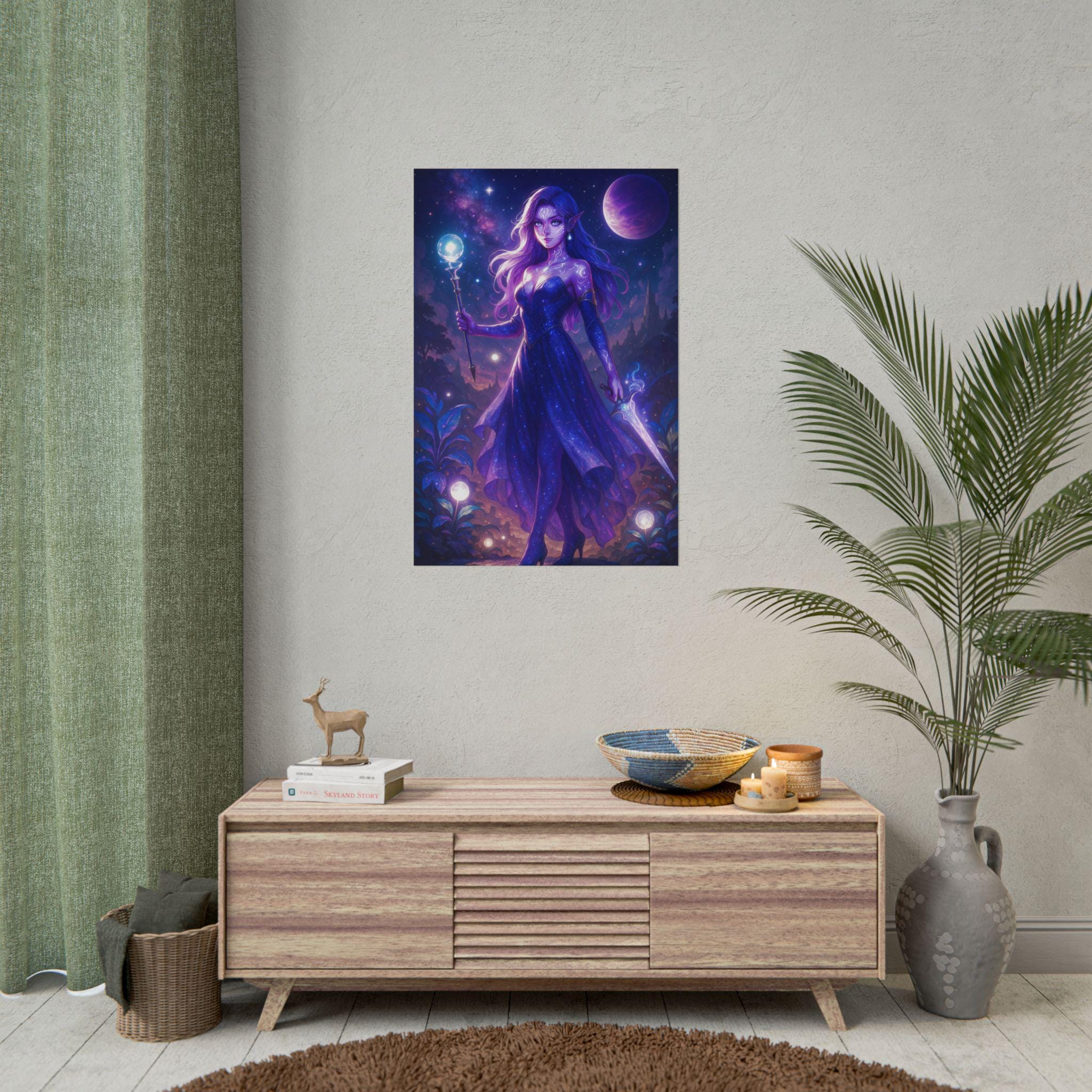 Anime Sorceress Fantasy Art Poster: Enchanted Witchy Wall Decor