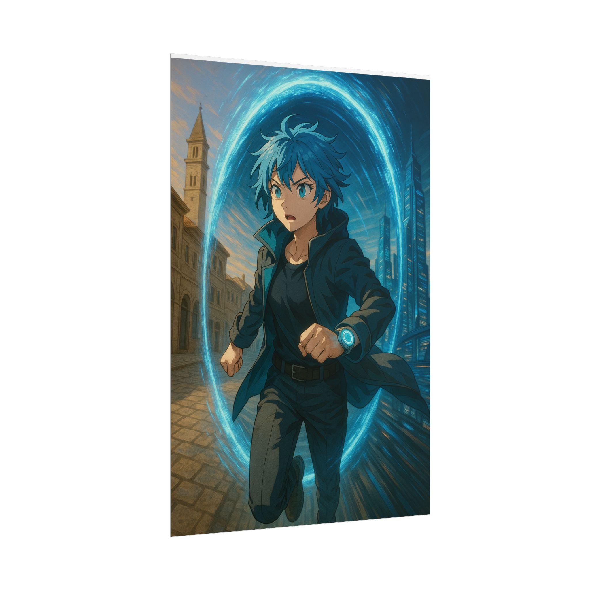 Anime Time Traveler Poster: Giclée Print for Gamers & Anime Fans