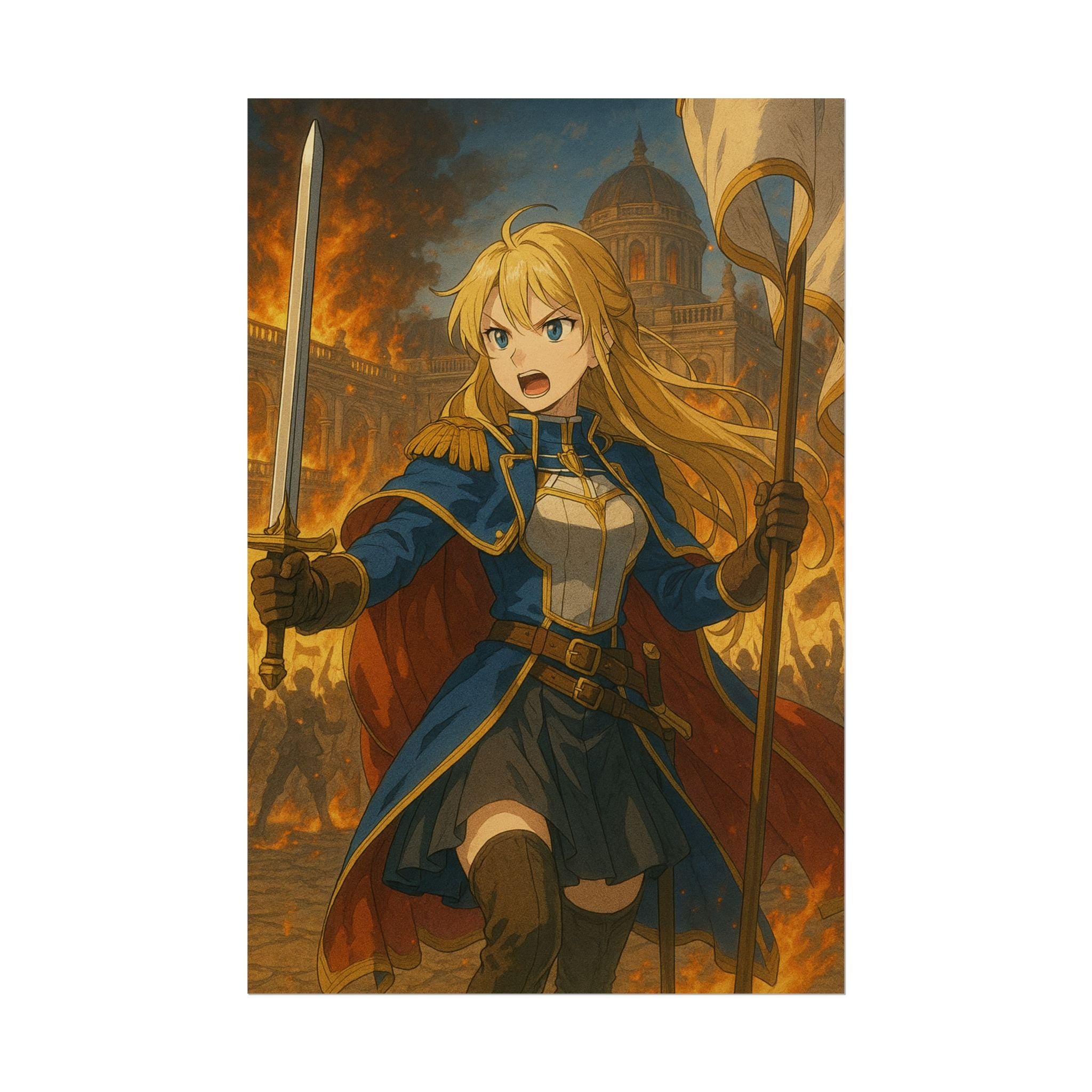 Anime Fantasy Warrior Art Poster: Giclée Print for Anime Fans