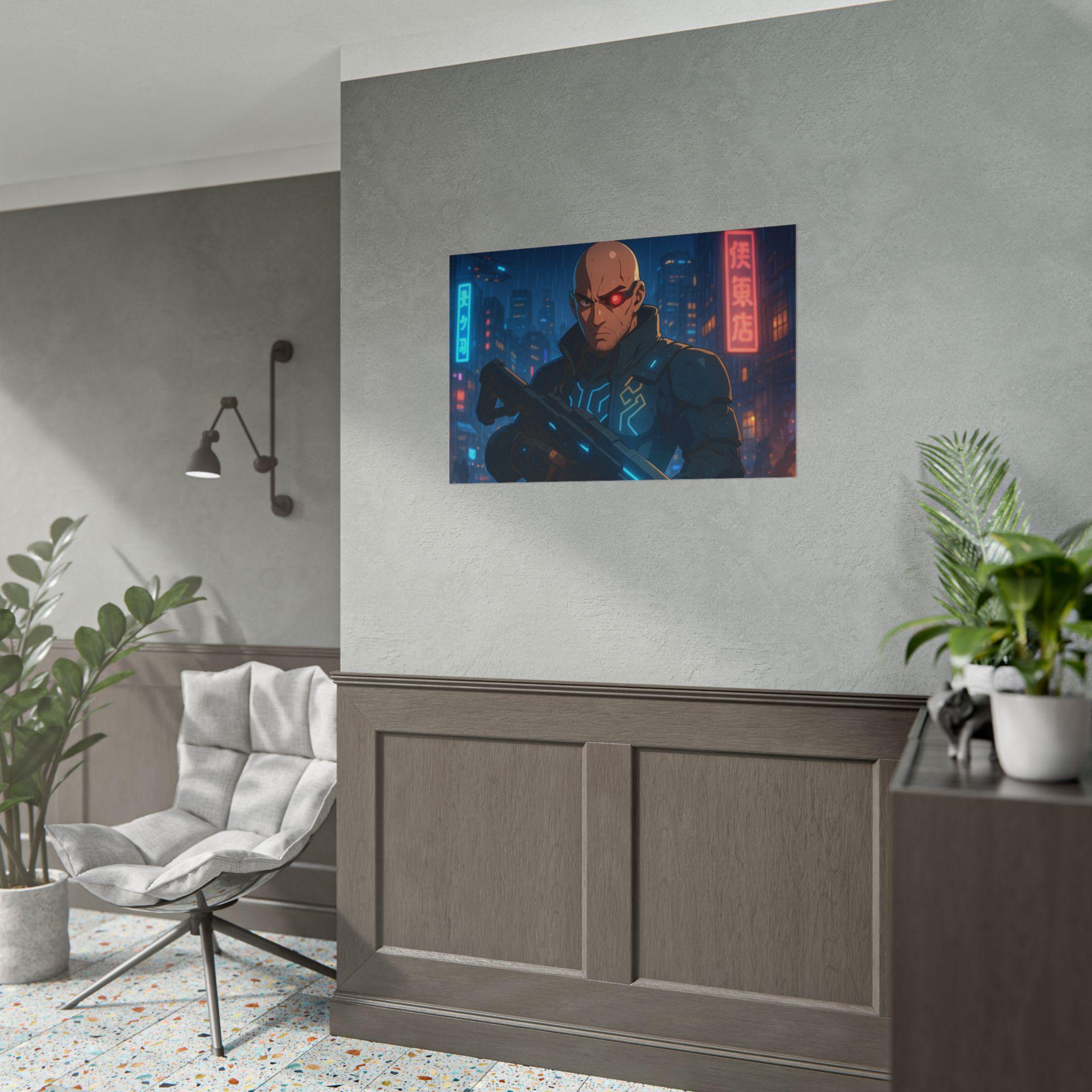 Cyberpunk Anime Art Poster: Sci-Fi Gamer Room Decor