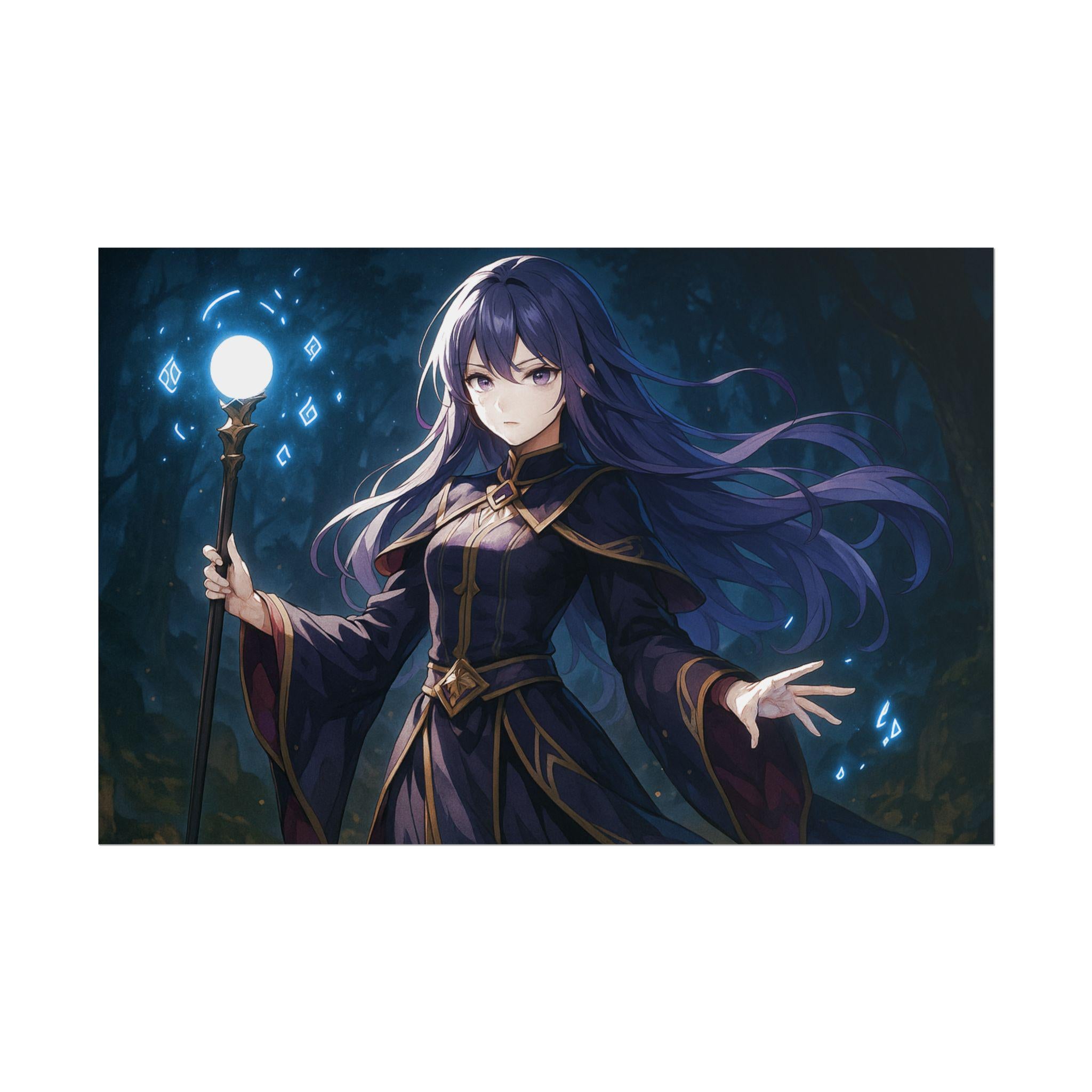 Anime Art Poster: Fantasy Witch with Magic Staff