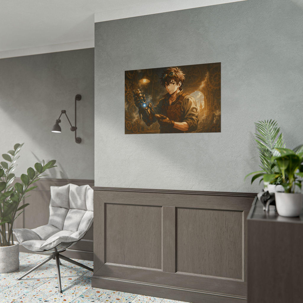 Anime Steampunk Poster, Inventor Wall Art Print, Japanese Anime Poster, Fantasy Mechanic Artwork, Gift for Otaku and Steampunk Fans