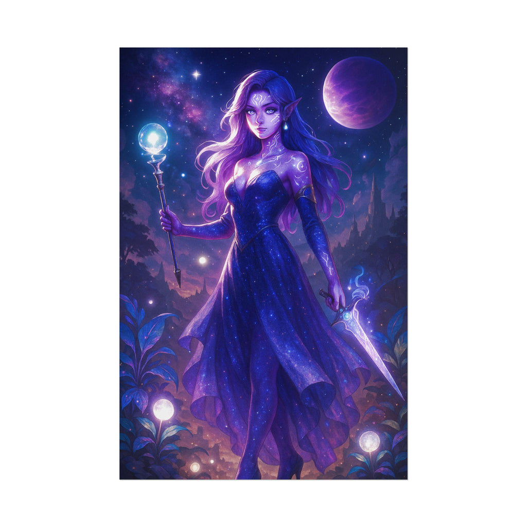 Anime Sorceress Art Print: Celestial Fantasy Poster