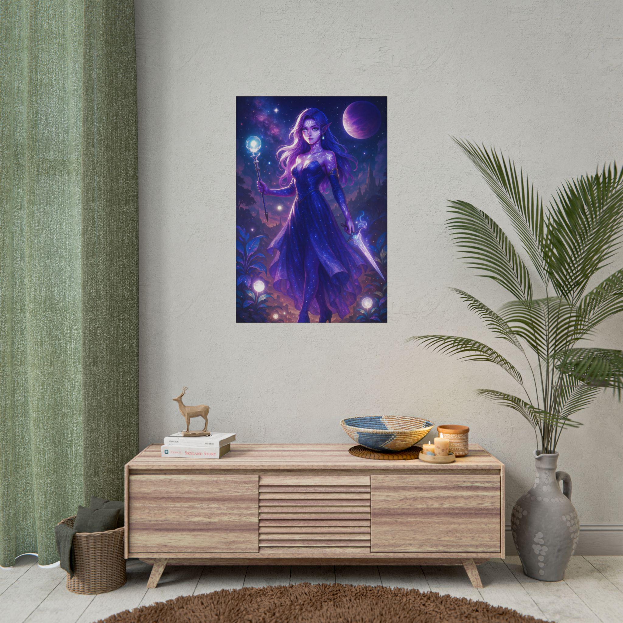 Anime Sorceress Art Print: Celestial Fantasy Poster