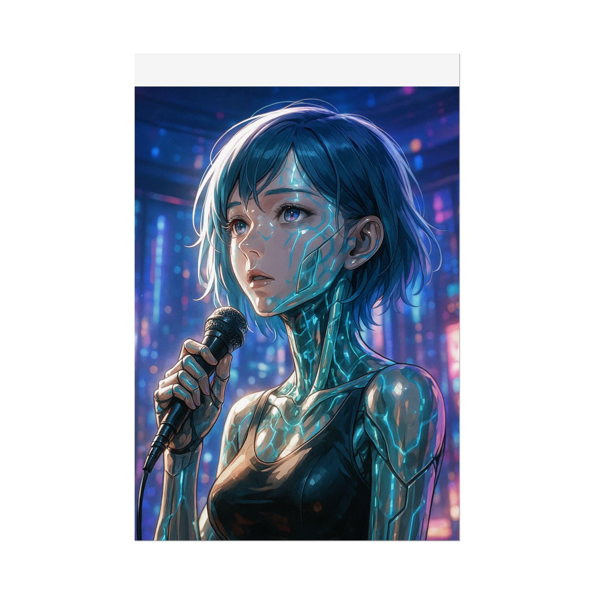 Cyberpunk Anime Art, Futuristic Neon City Wall Decor, Anime Gift Idea, Sci Fi Poster, Glowing Anime Character Print