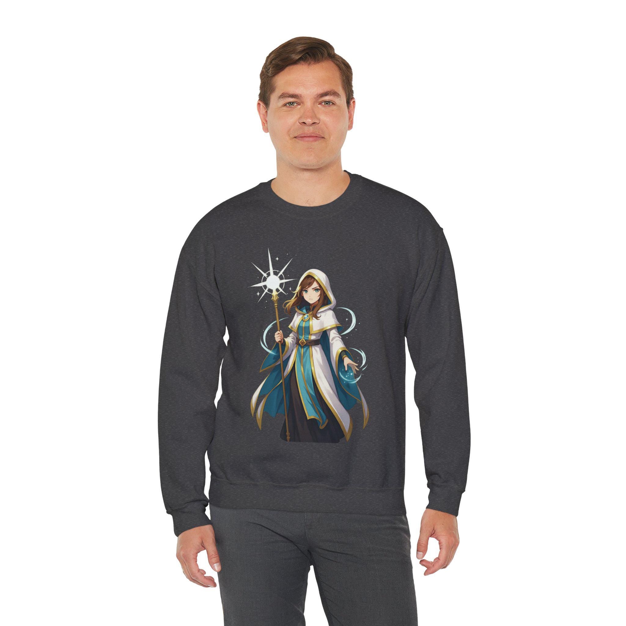 Anime Sorceress Sweatshirt Magic Girl Streetwear Medieval Fantasy Gift for Gamers and Anime Lovers