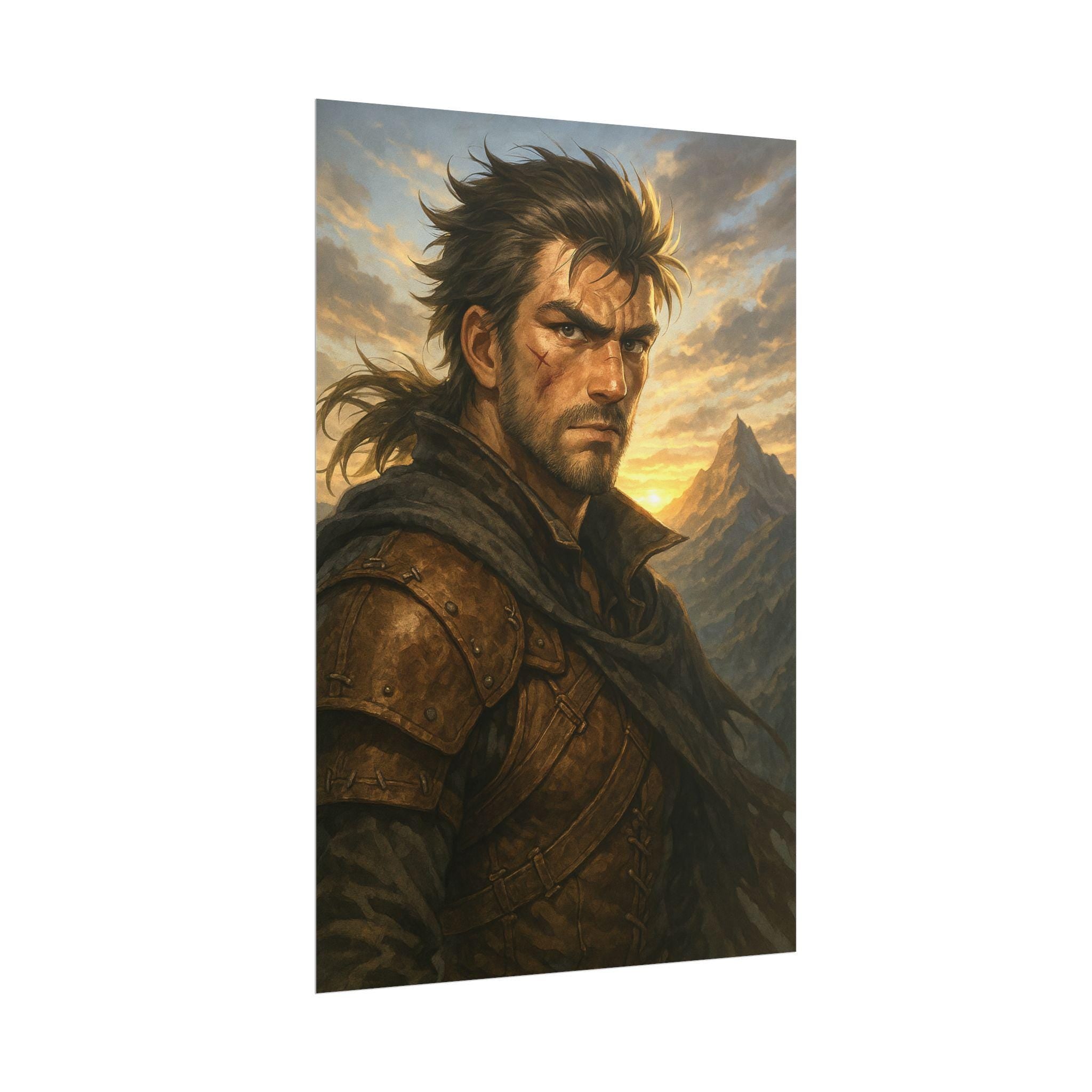 Anime Warrior Poster Fantasy Knight Character Art Medieval Adventure Wall Decor