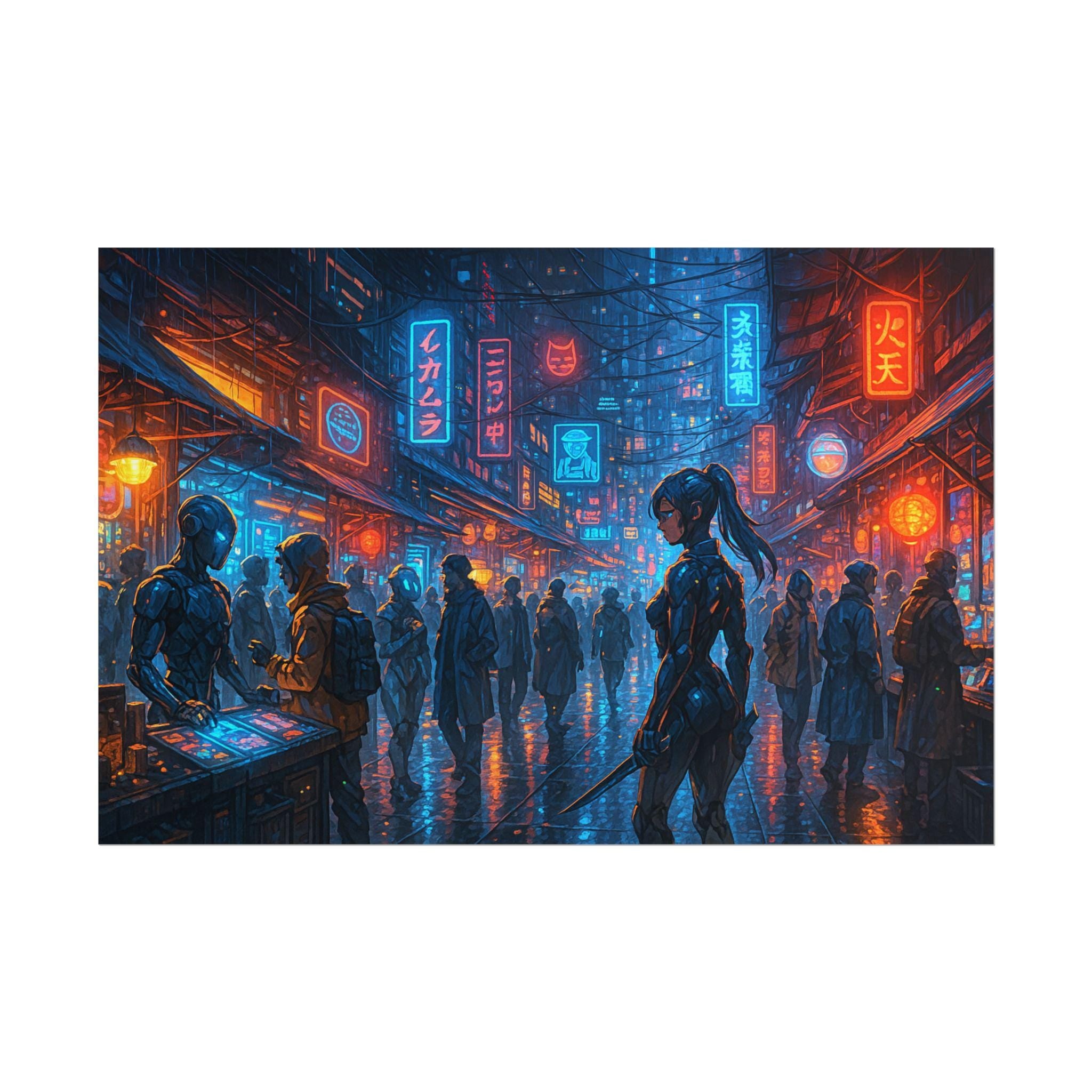 Cyberpunk Anime City Poster: Futuristic Wall Art for Gamers