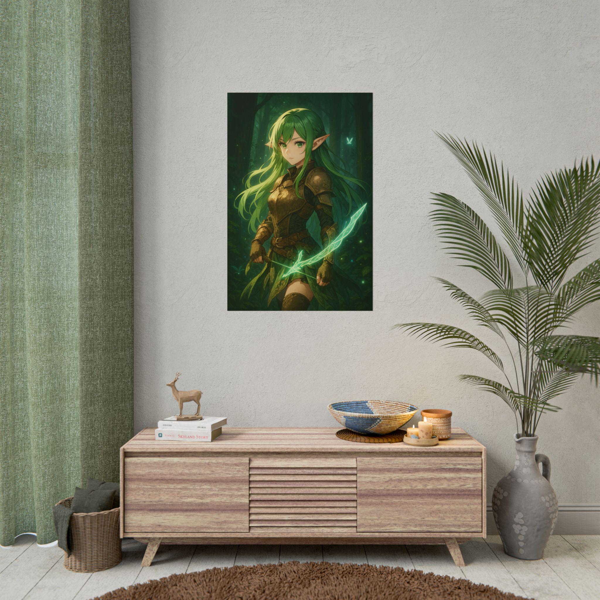 Enchanted Forest Elf Art Print: Anime Fantasy Decor