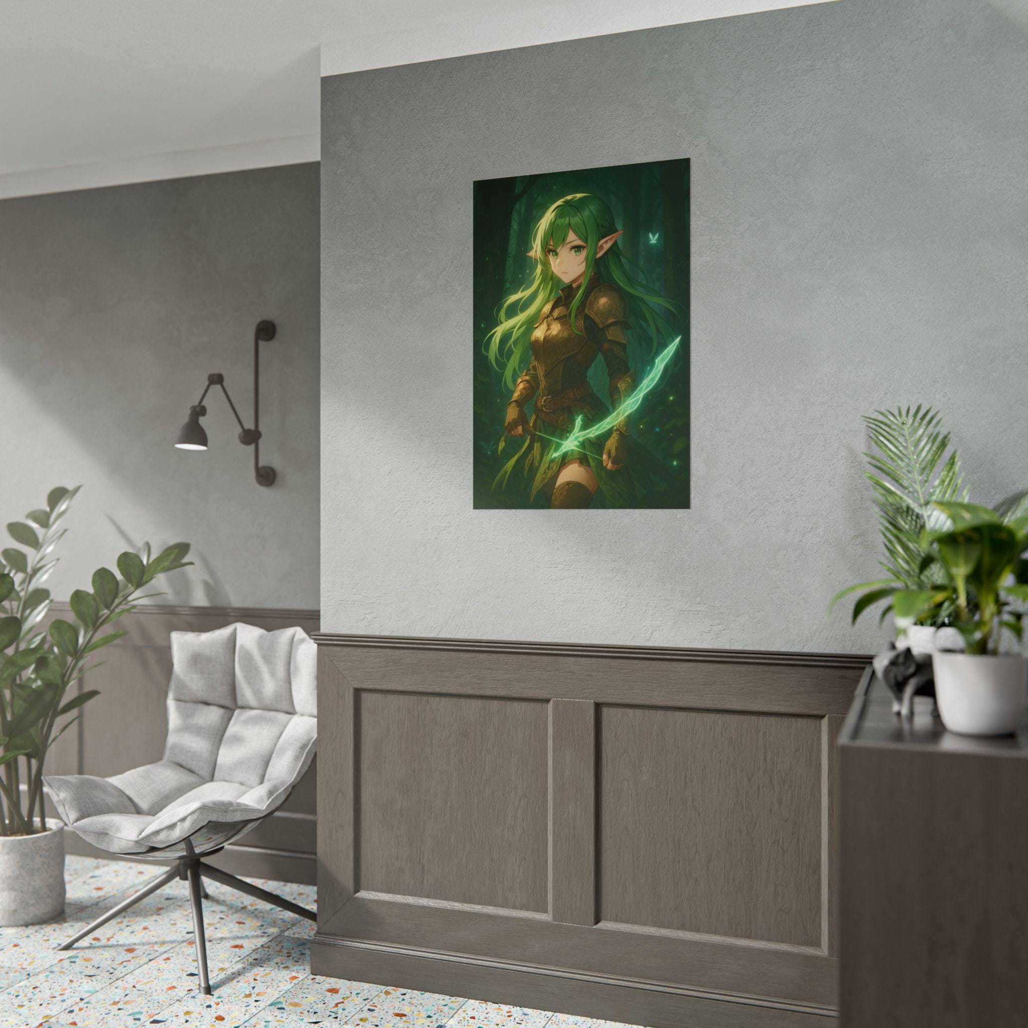 Enchanted Forest Elf Art Print: Anime Fantasy Decor