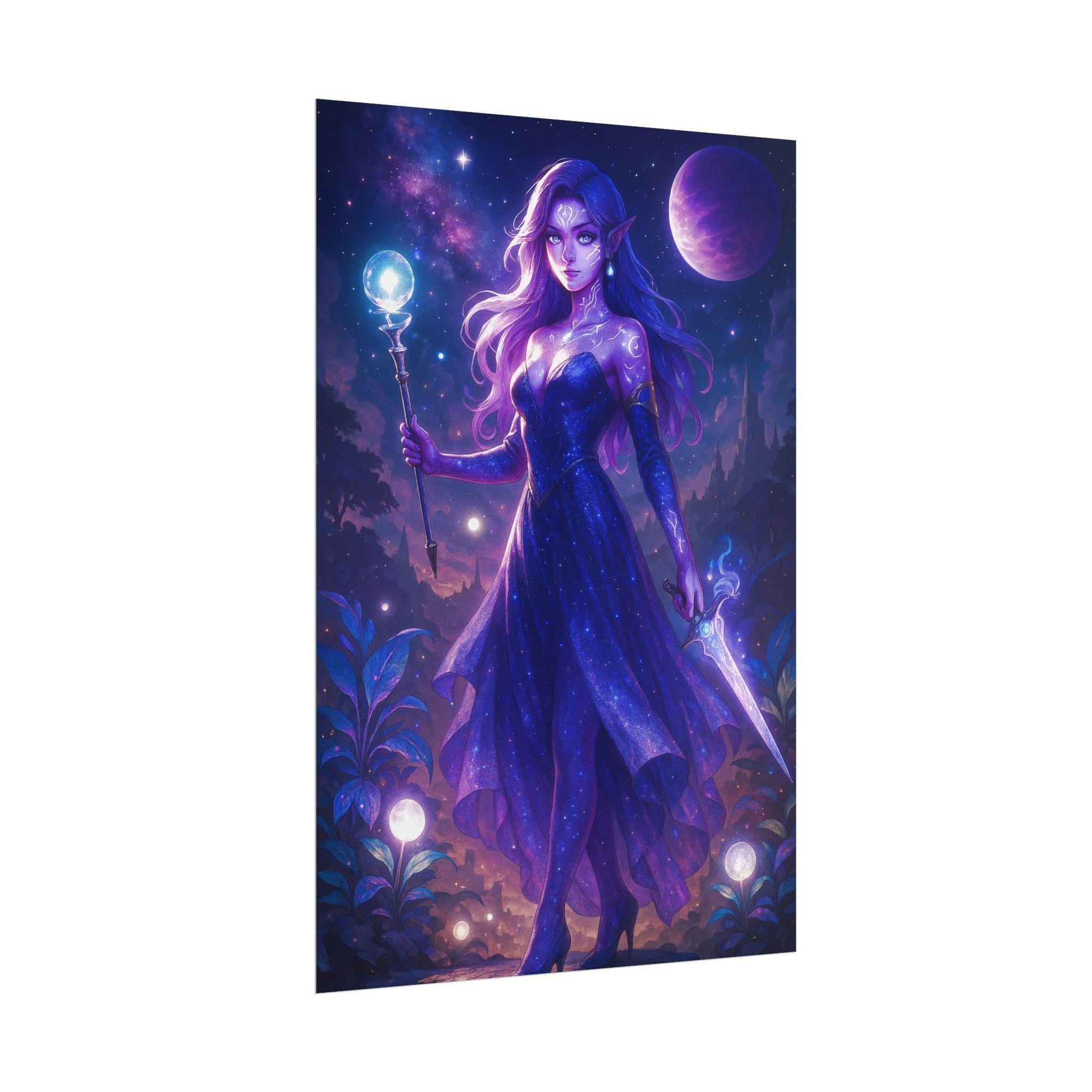 Anime Sorceress Fantasy Art Poster: Enchanted Witchy Wall Decor