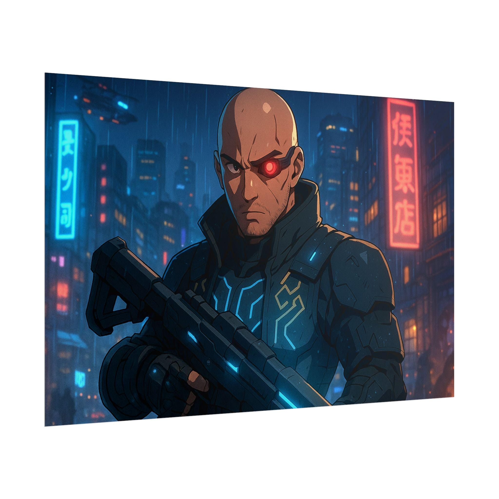 Cyberpunk Anime Art Poster: Sci-Fi Gamer Room Decor