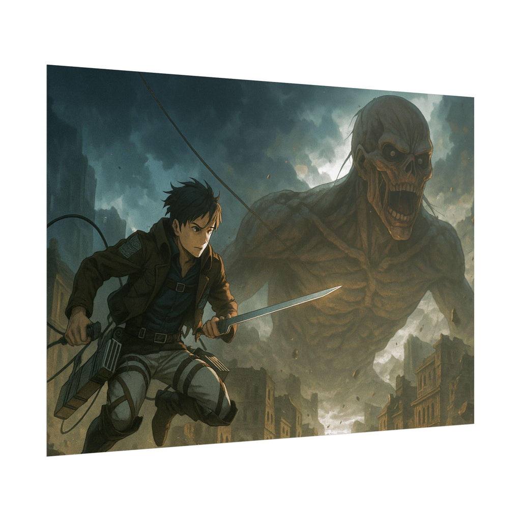 Anime Titan Battle Wall Art: Epic Adventure Poster