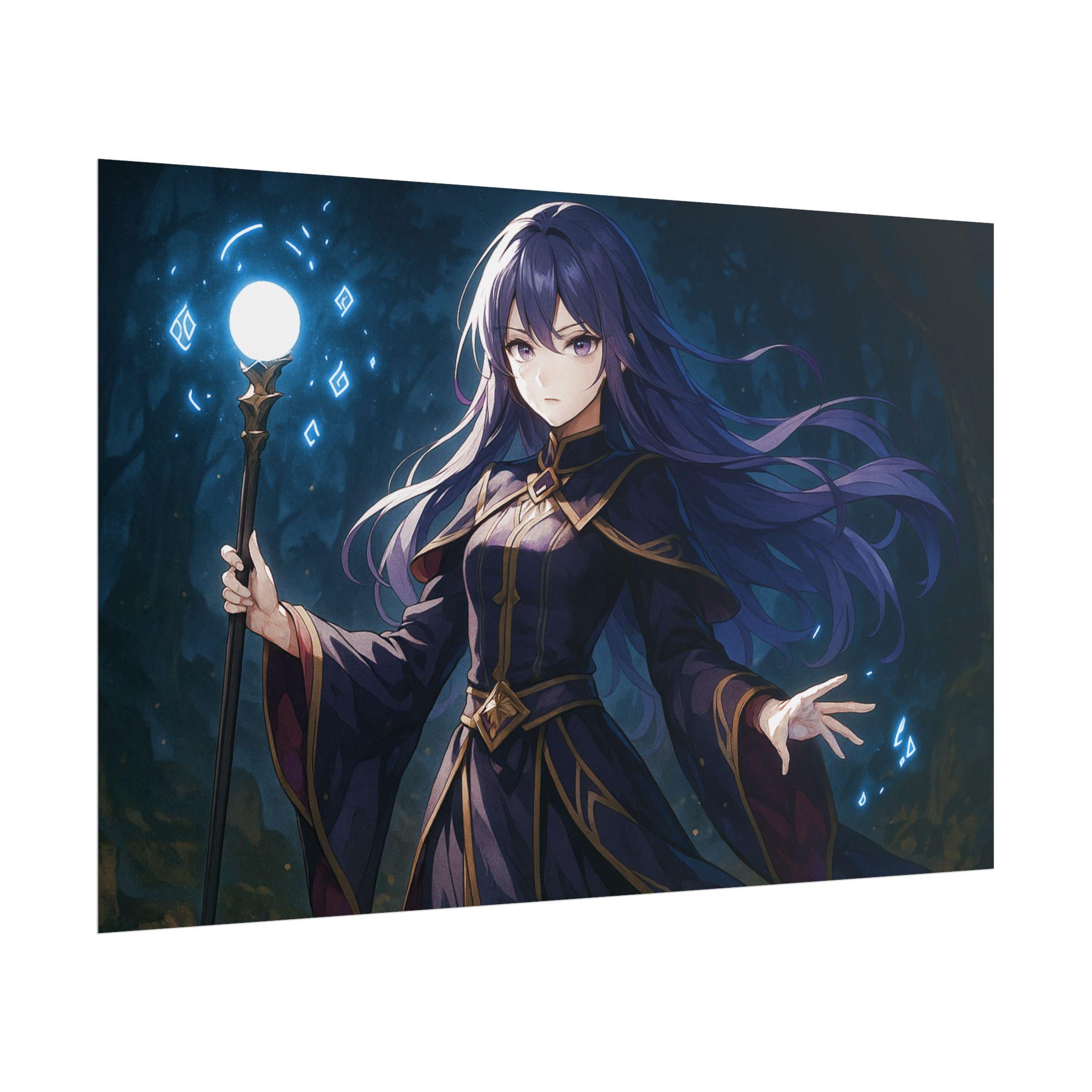 Anime Art Poster: Fantasy Witch with Magic Staff