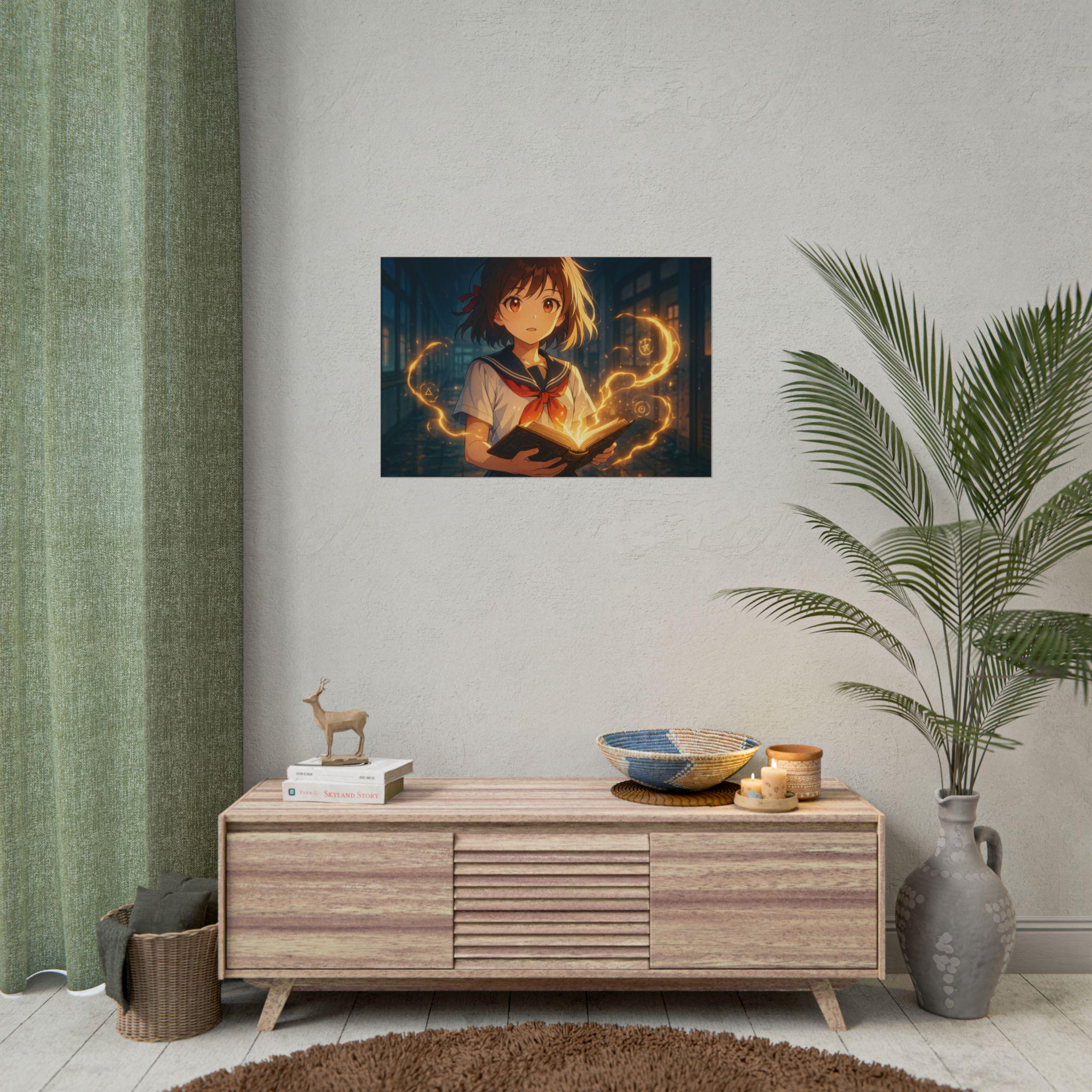 Enchanted Anime Art Print: Magical Girl, Cozy Room Decor