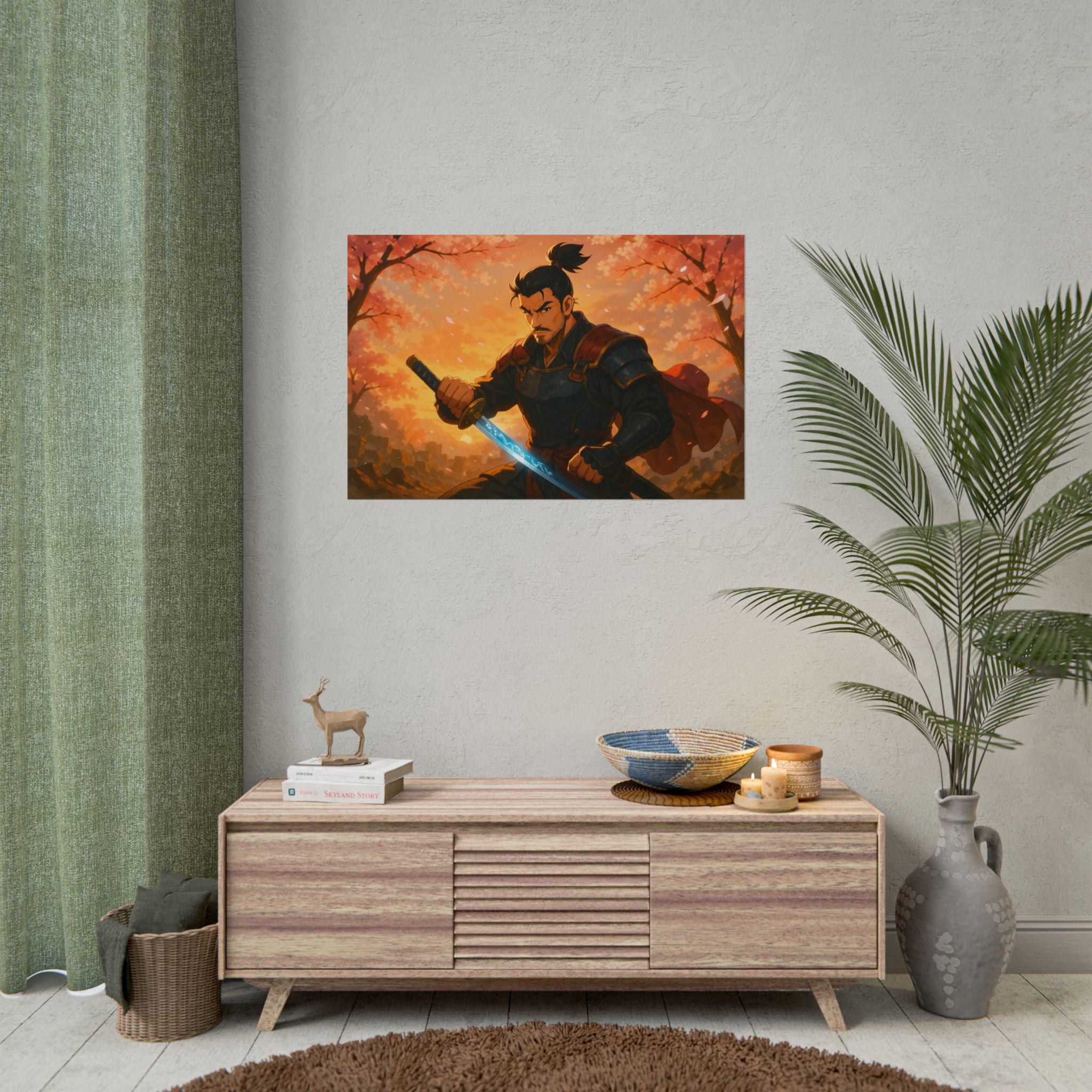 Anime Samurai Warrior Art Poster: Epic Giclée Print