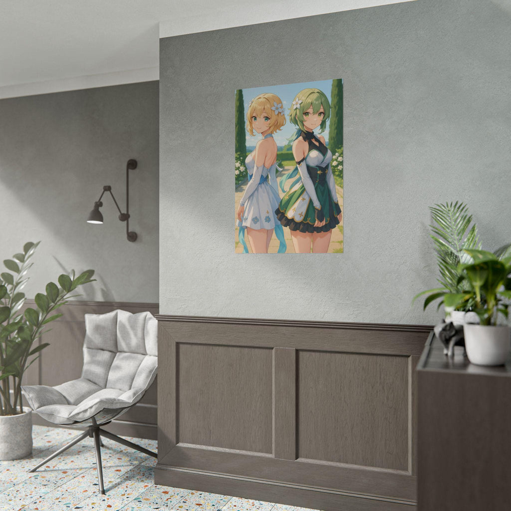 Anime Girls Poster: Elegant Magical Garden Art Print