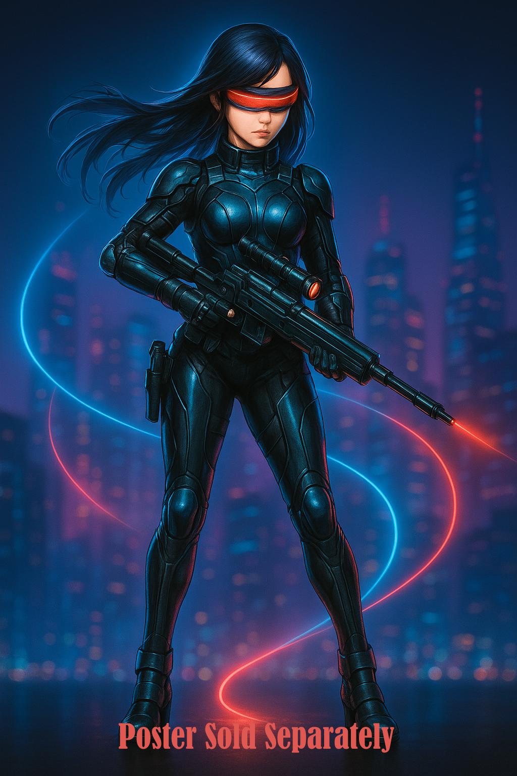 Cyberpunk Anime Girl Sweatshirt Neon Glow Streetwear Futuristic Techwear Gift for Anime Lovers and Gamers