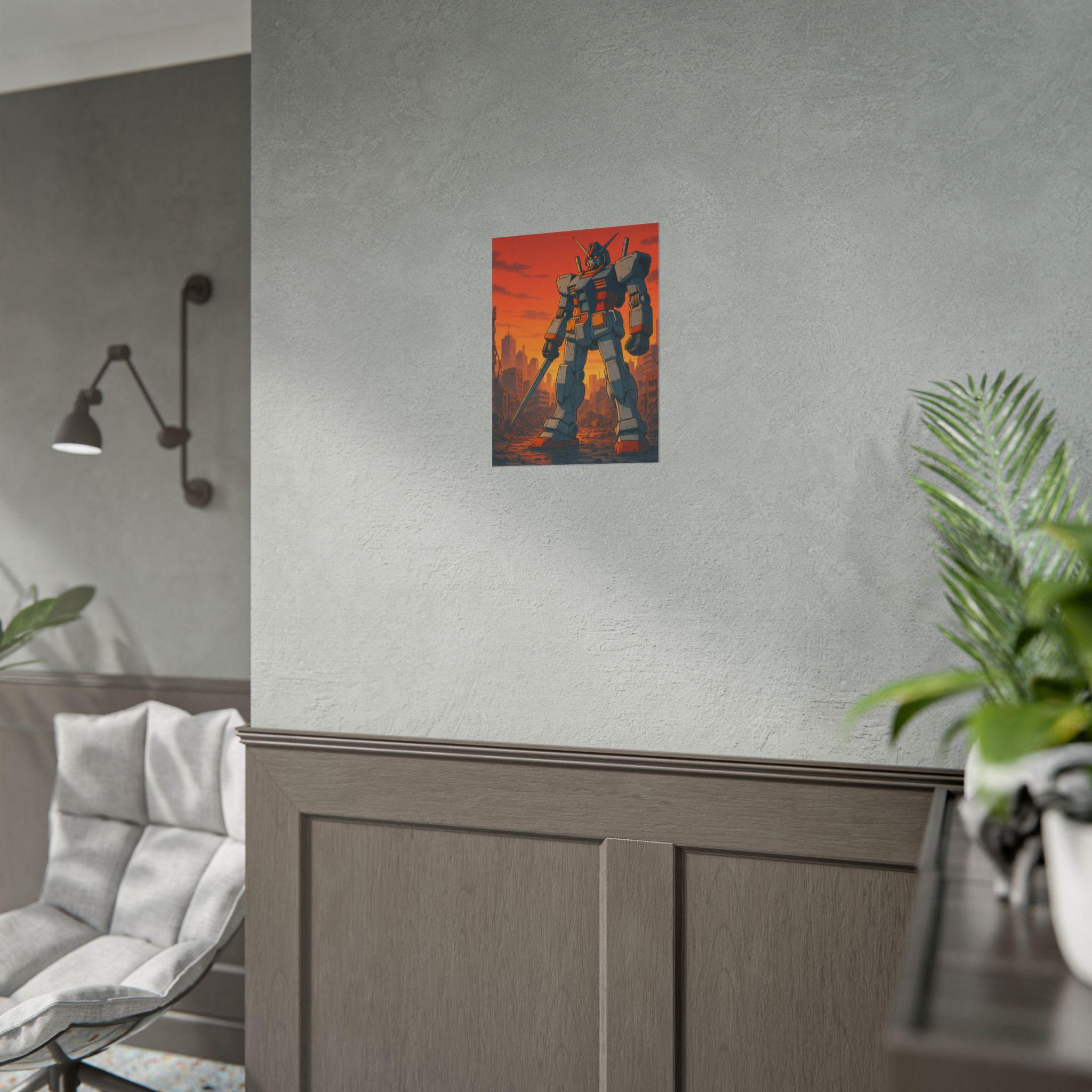 Anime Mecha Poster Giant Robot Artwork in Retro Style for Sci Fi Wall Decor