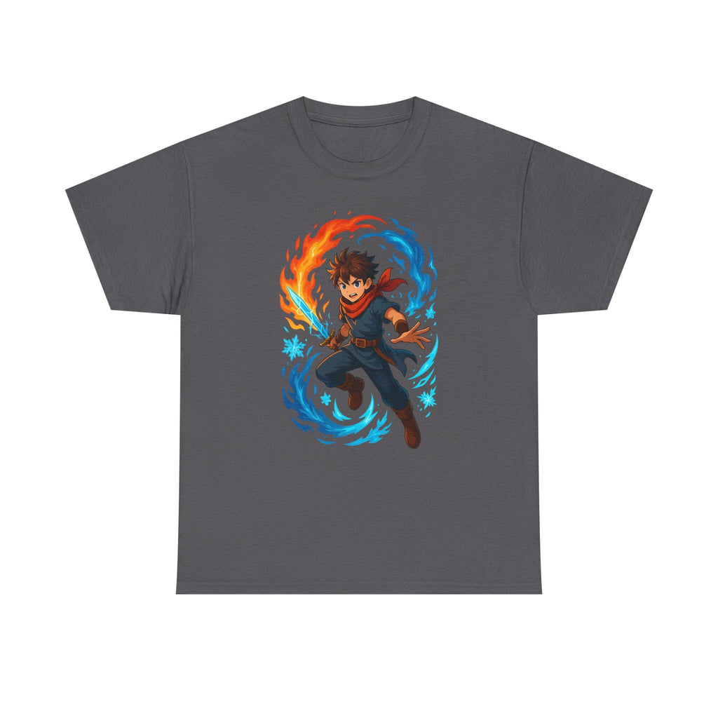 Fire and Ice Anime Wizard T-Shirt: Fantasy Mage Graphic Tee